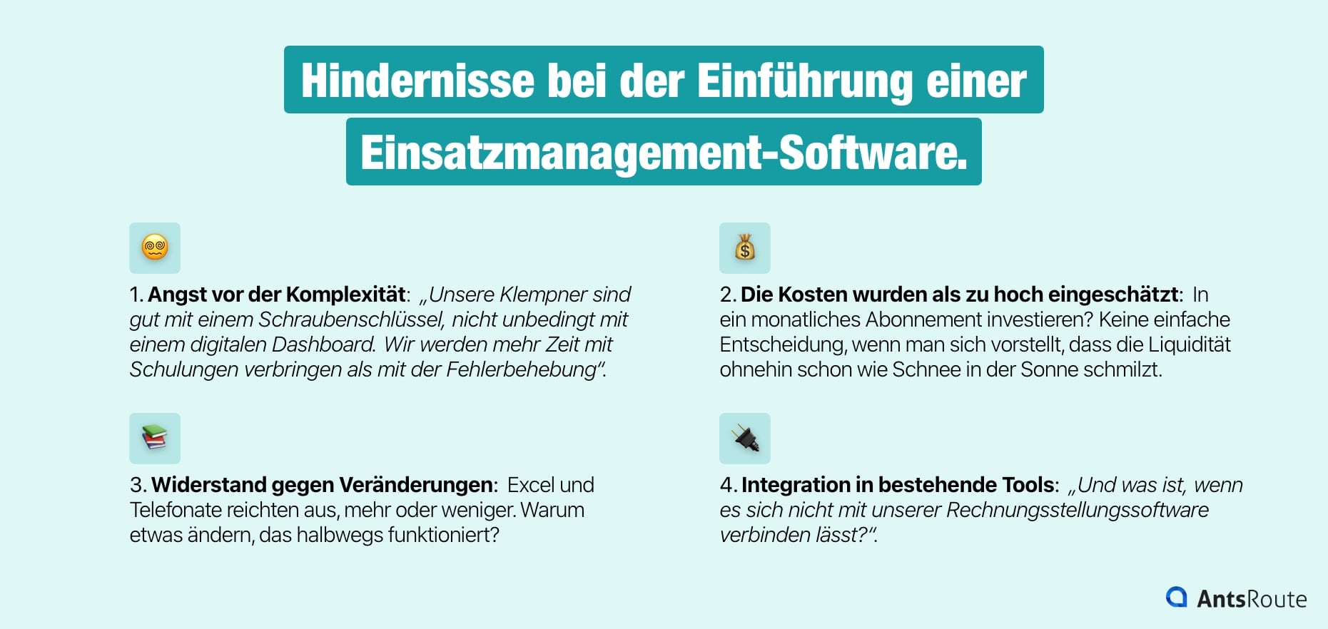 Diagramm mit den Hindernissen bei der Einführung einer Einsatzmanagement-Software.