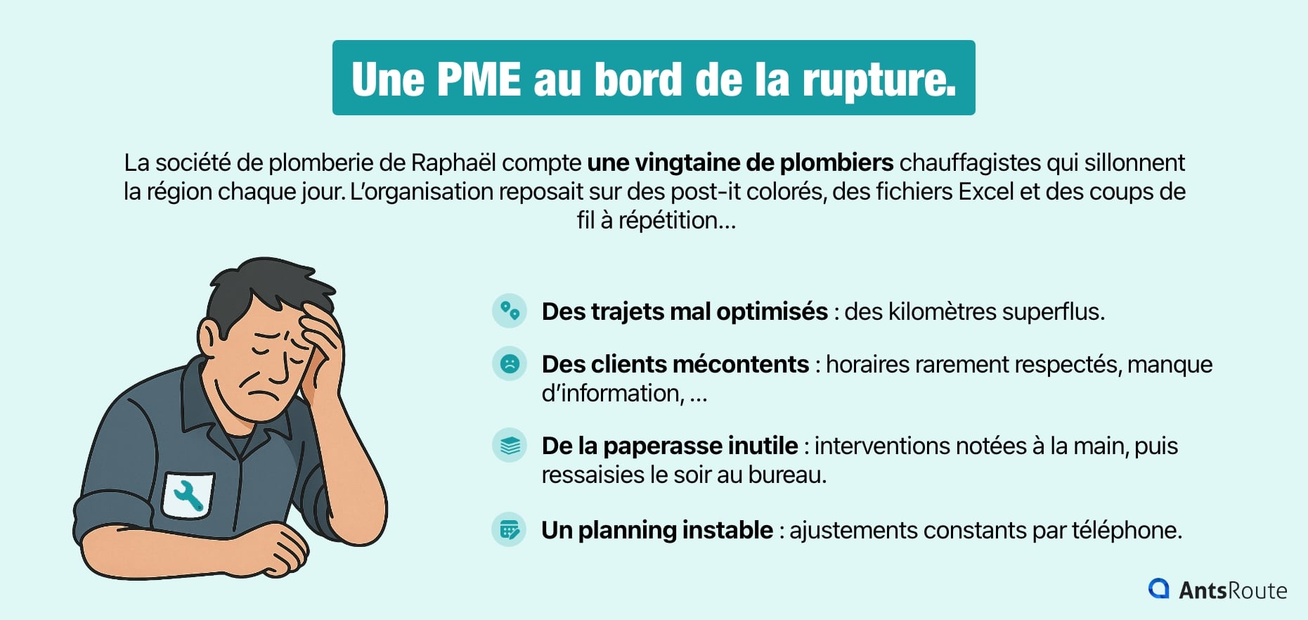 Schéma présentant les inconvénients de la planification manuelle des interventions.