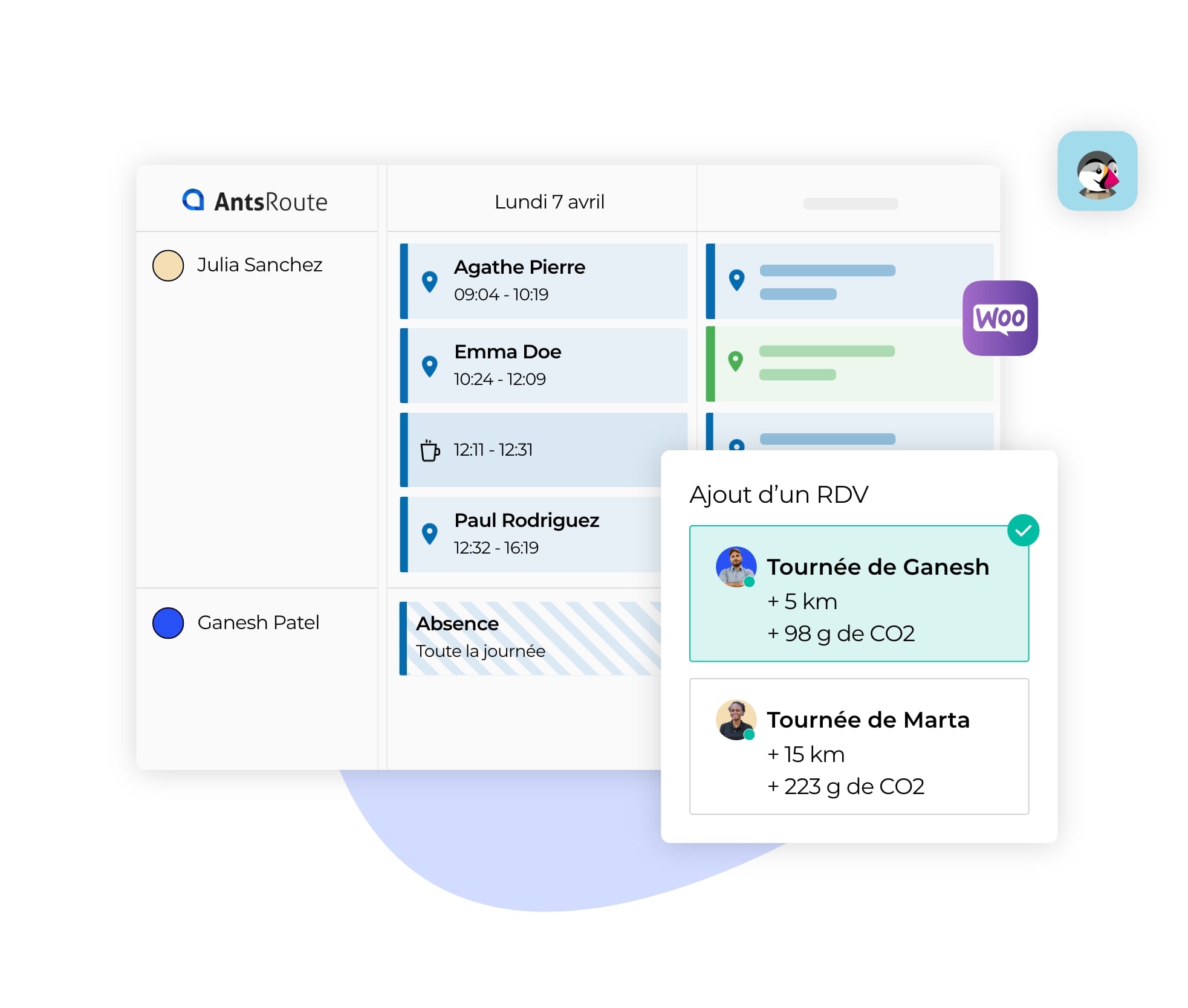 Planification d'une intervention depuis l'interface AntsRoute.