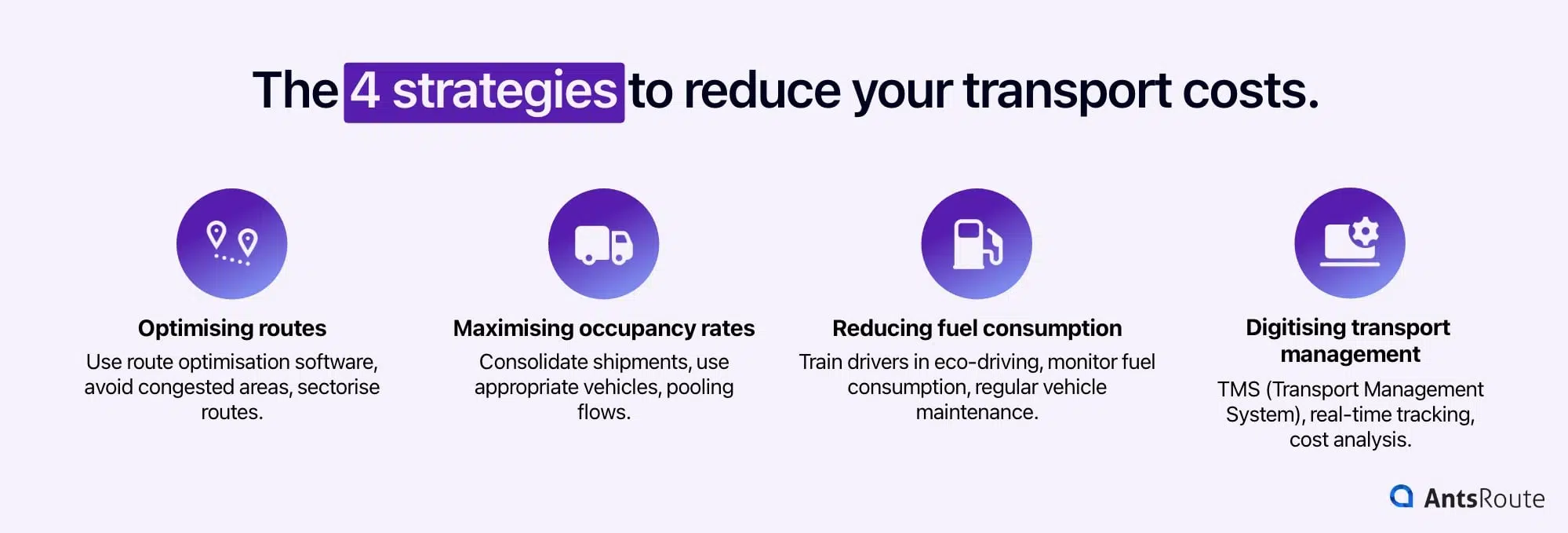 Figure showing the 4 strategies for reducing your transport costs.