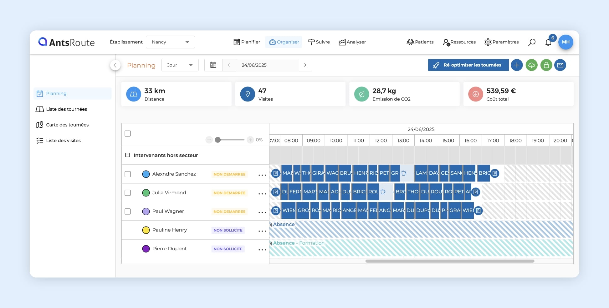 L'optimisation du planning de 3 infirmières libérales sur le logiciel AntsRoute.