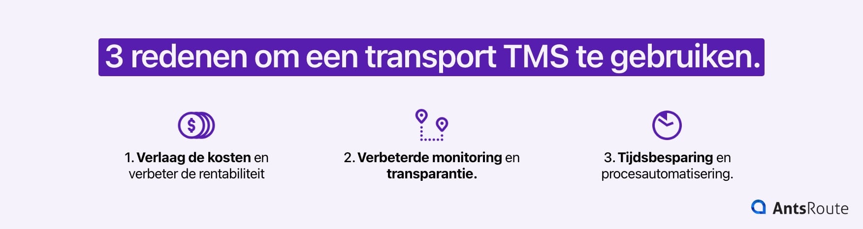 Diagram met de 3 redenen om TMS software te gebruiken.