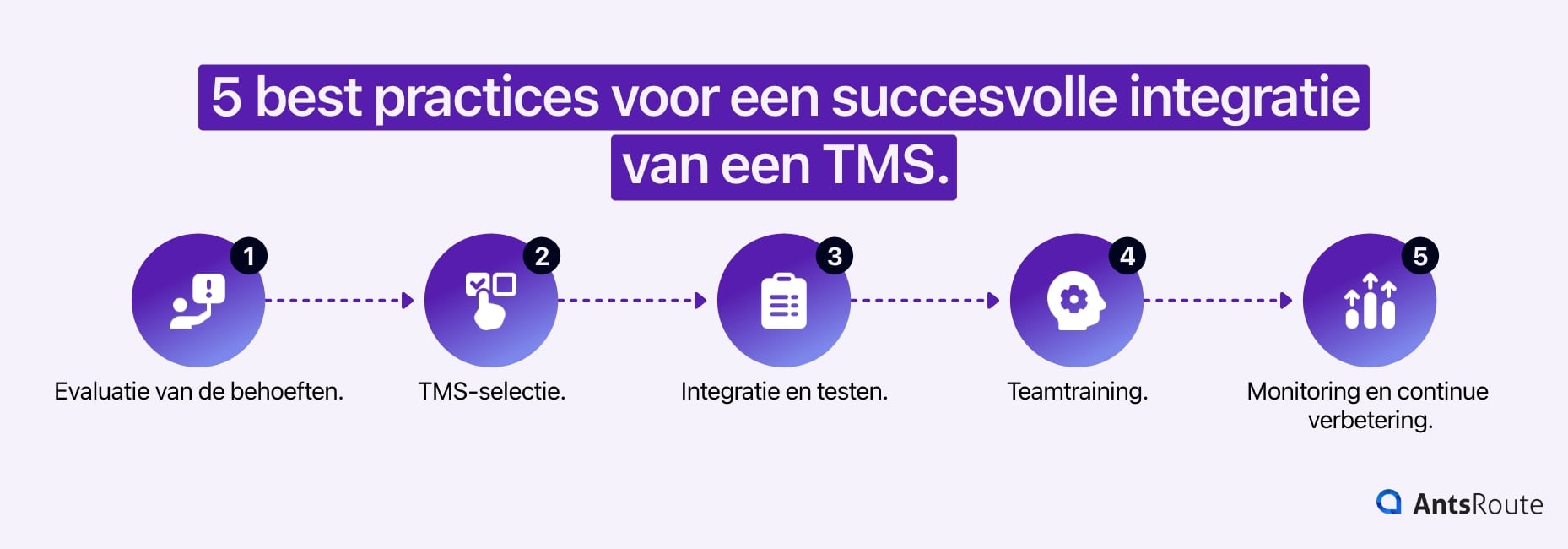Diagram met de 5 best practices voor een succesvolle integratie van uw TMS.