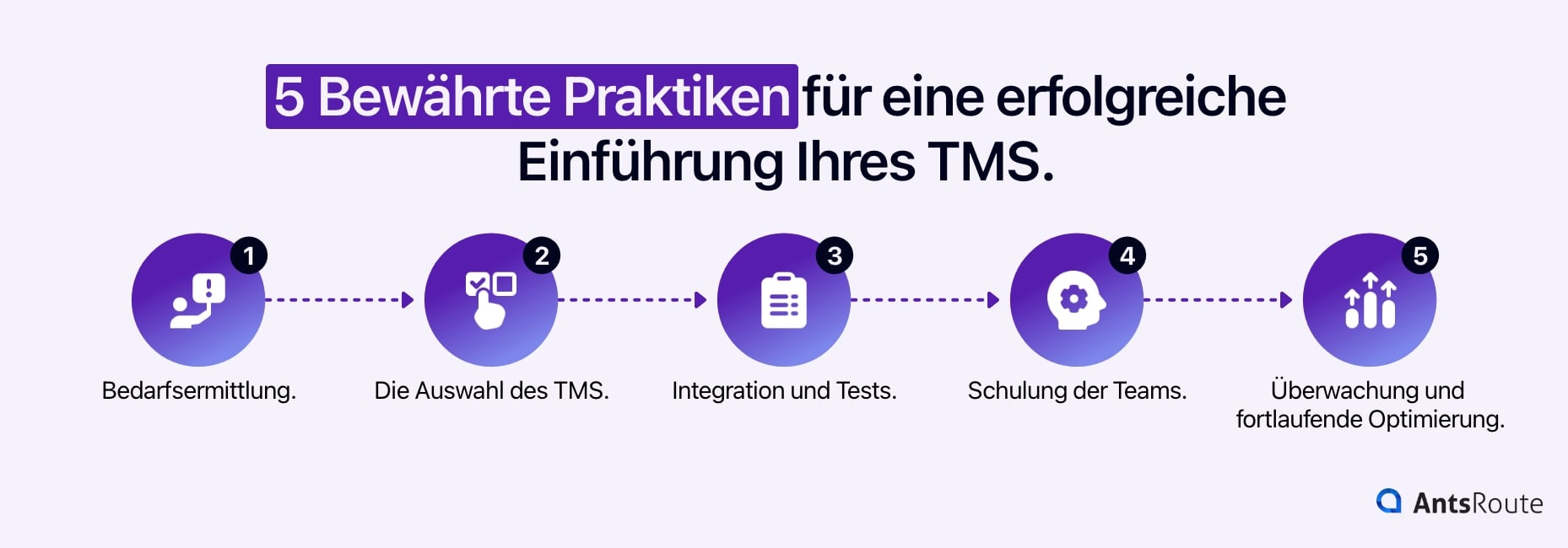 Schema mit den 5 bewährten Praktiken für eine erfolgreiche Einführung Ihres TMS.