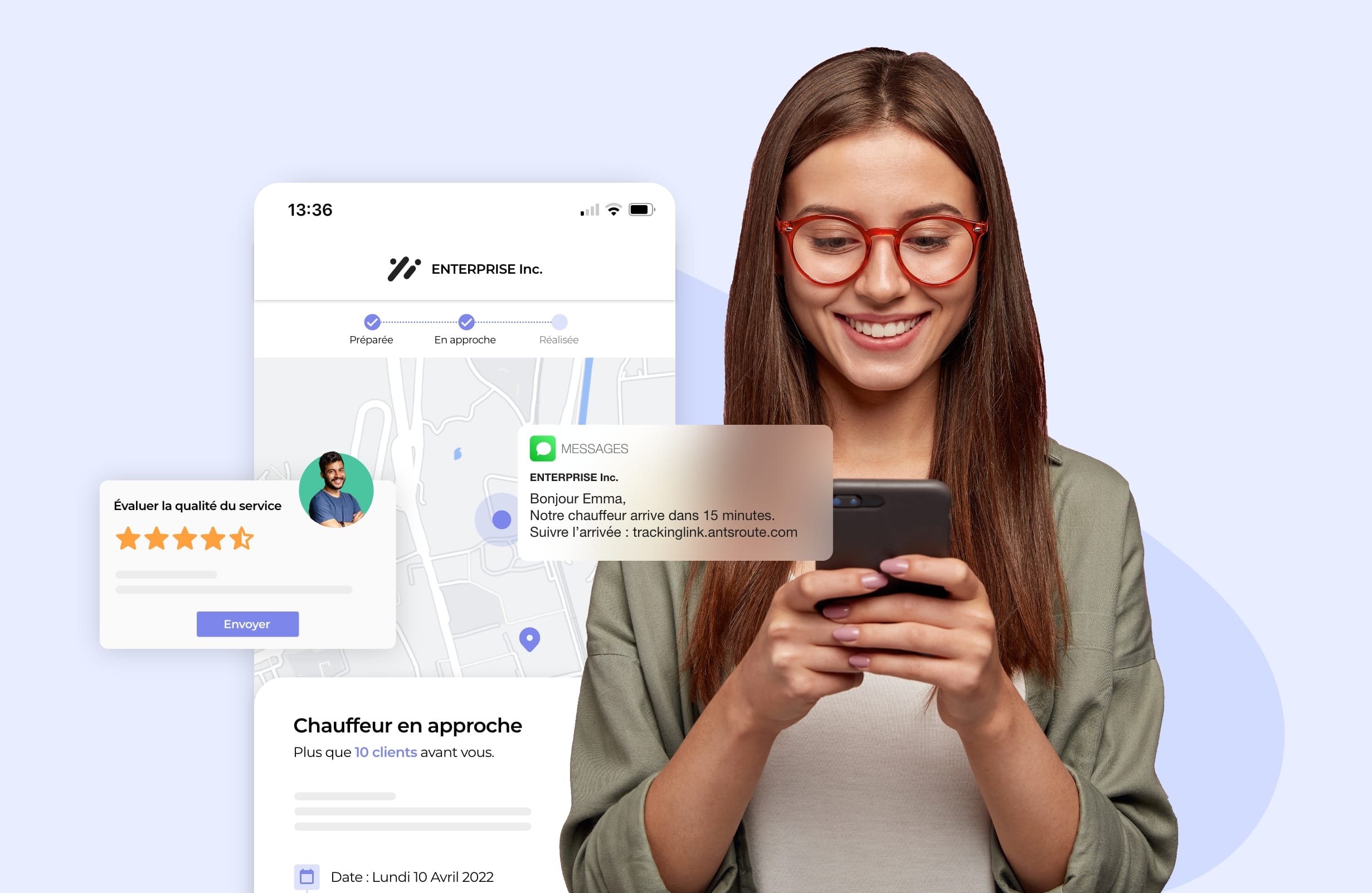 La plateforme d’optimisation de tournées AntsRoute permet l’envoi aux clients ou aux patients de notifications.