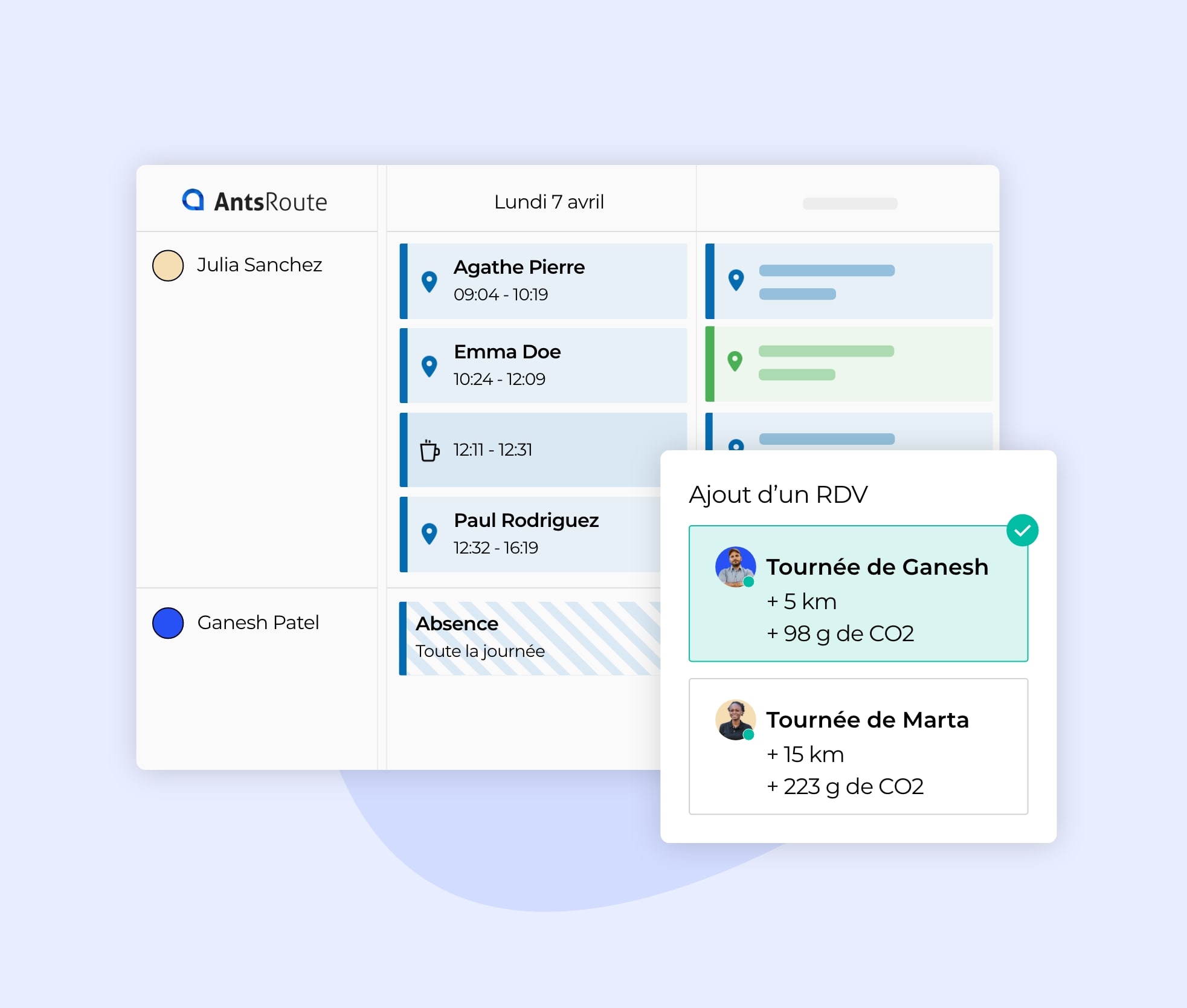 Les rendez-vous programmés sont directement assignés dans le planning des agents d'intervention.