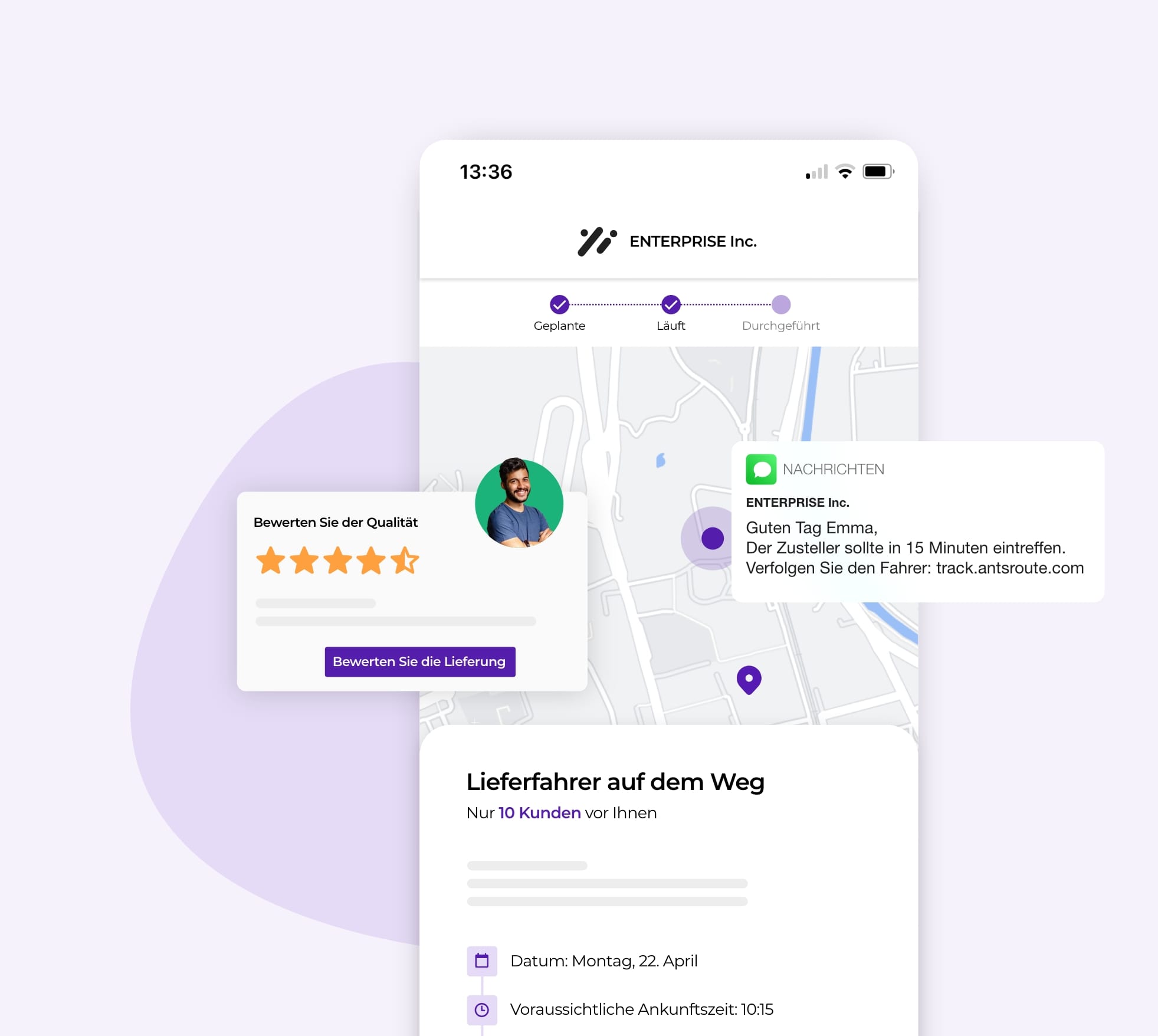 Plattform, die den Kunden ein hochwertiges Liefererlebnis bietet.