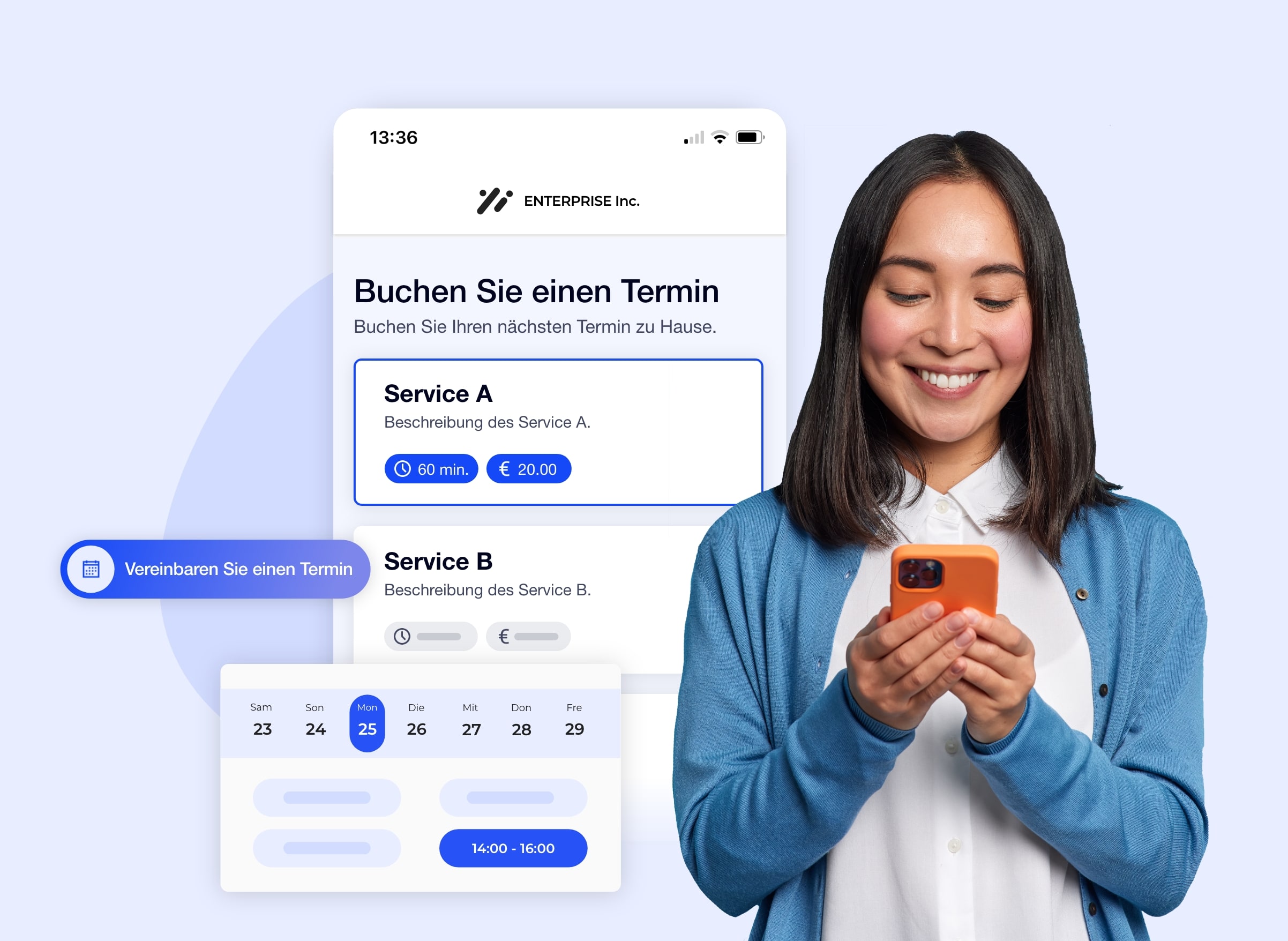 Mit der AntsRoute-Plattform können Ihre Kunden 24 Stunden am Tag, 7 Tage die Woche online Termine buchen.