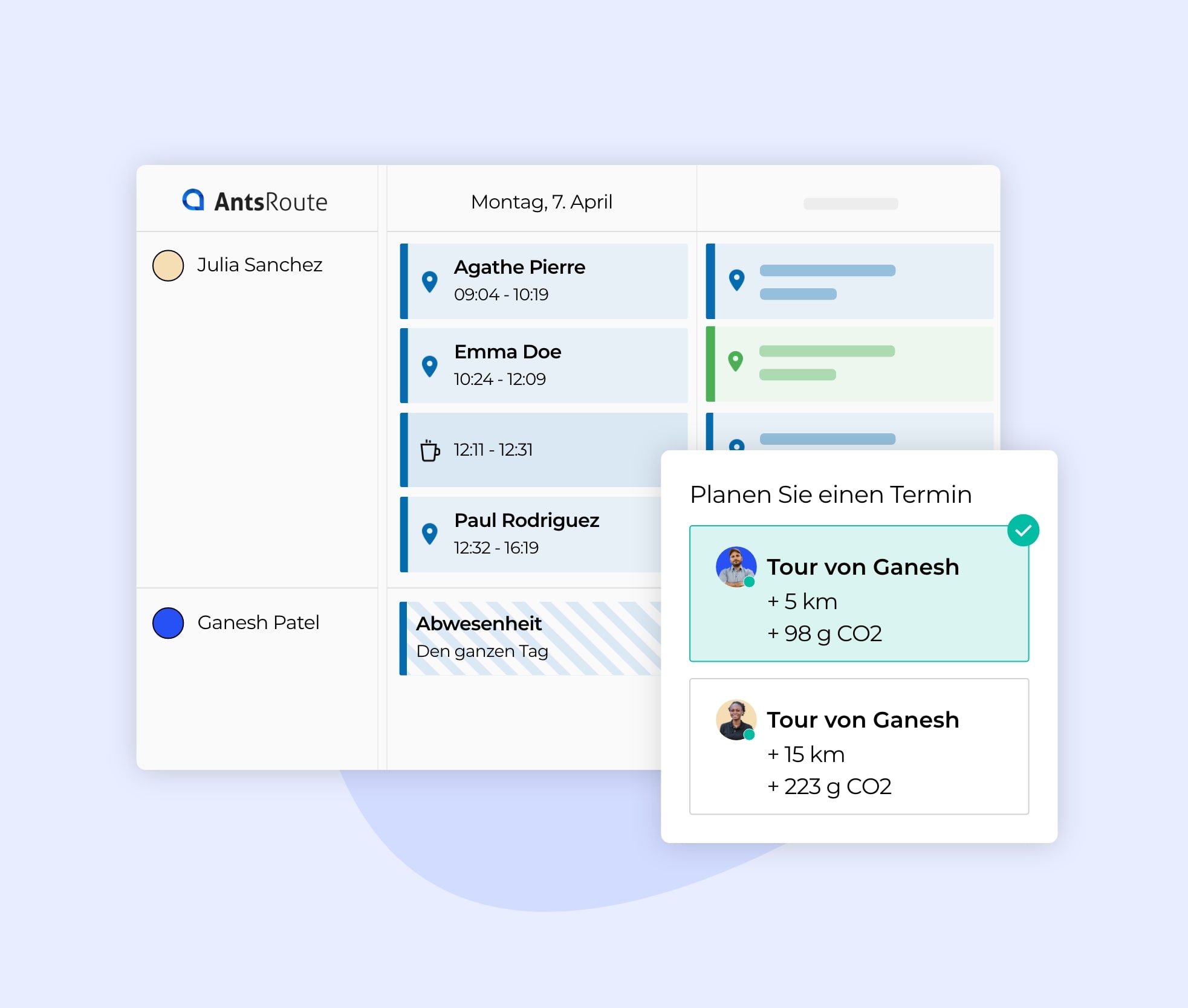 Die geplanten Termine werden direkt in den Terminkalender der Außendienstmitarbeiter eingetragen.