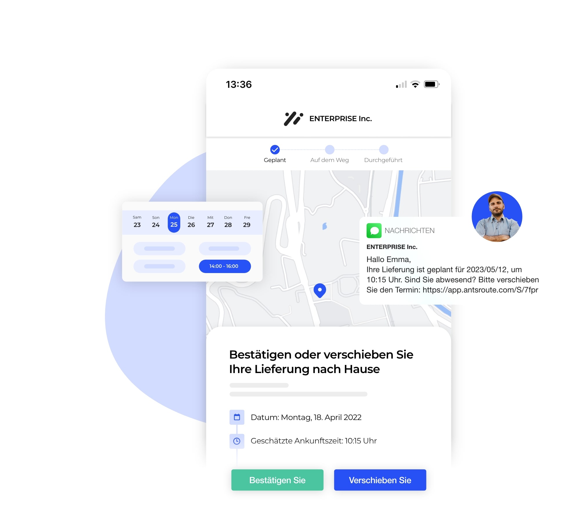 Die Buchungsseite von AntsRoute ermöglicht es, die Zahl der verpassten Termine zu begrenzen.