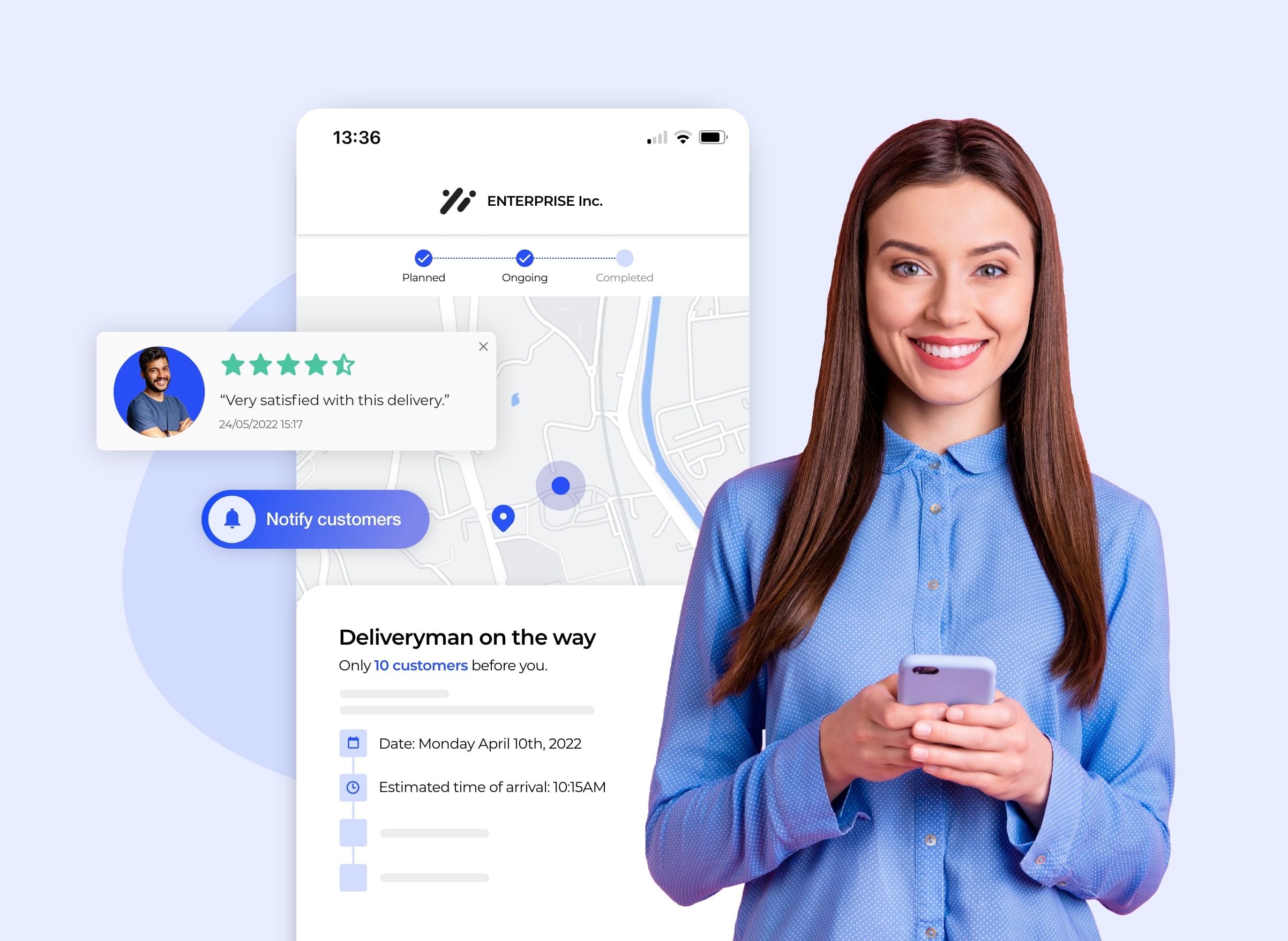 The AntsRoute platform offers a quality delivery or service experience.