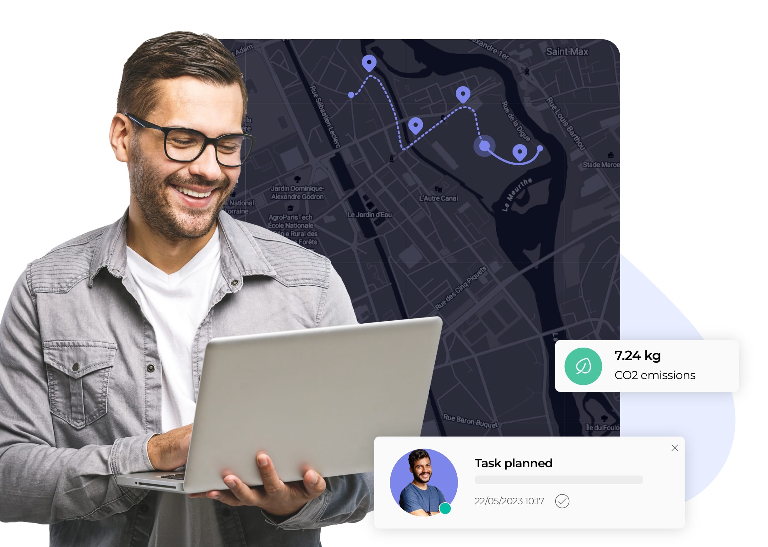 Dashboard of a route planning officer on AntsRoute with the creation of field service or delivery routes.