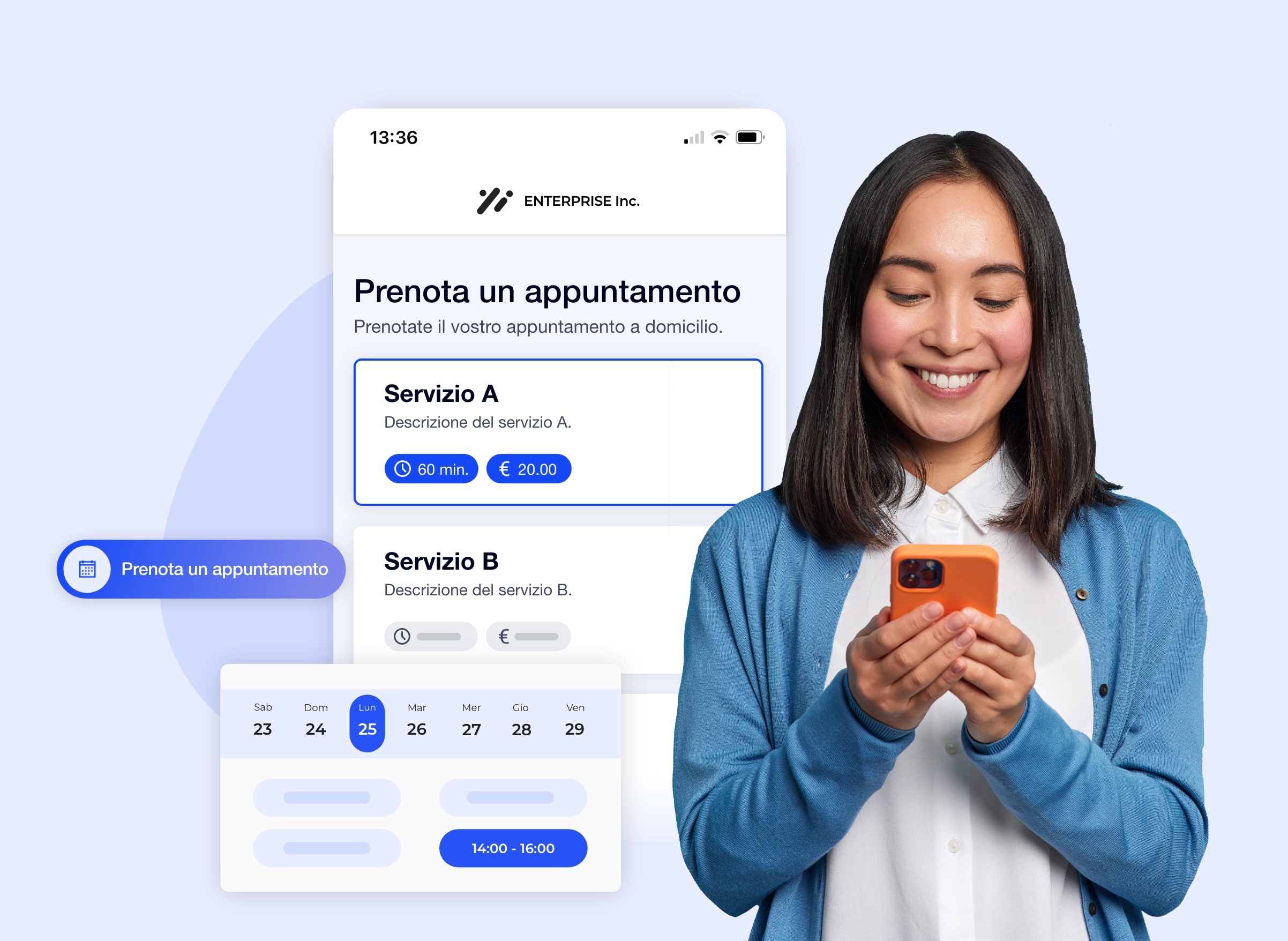 La piattaforma AntsRoute consente ai vostri clienti di prenotare appuntamenti online 24 ore al giorno, 7 giorni alla settimana.