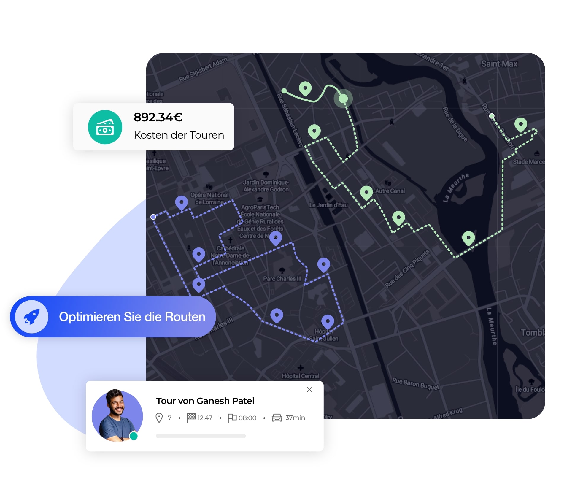 Die Optimierung von Routen mit der Software AntsRoute.