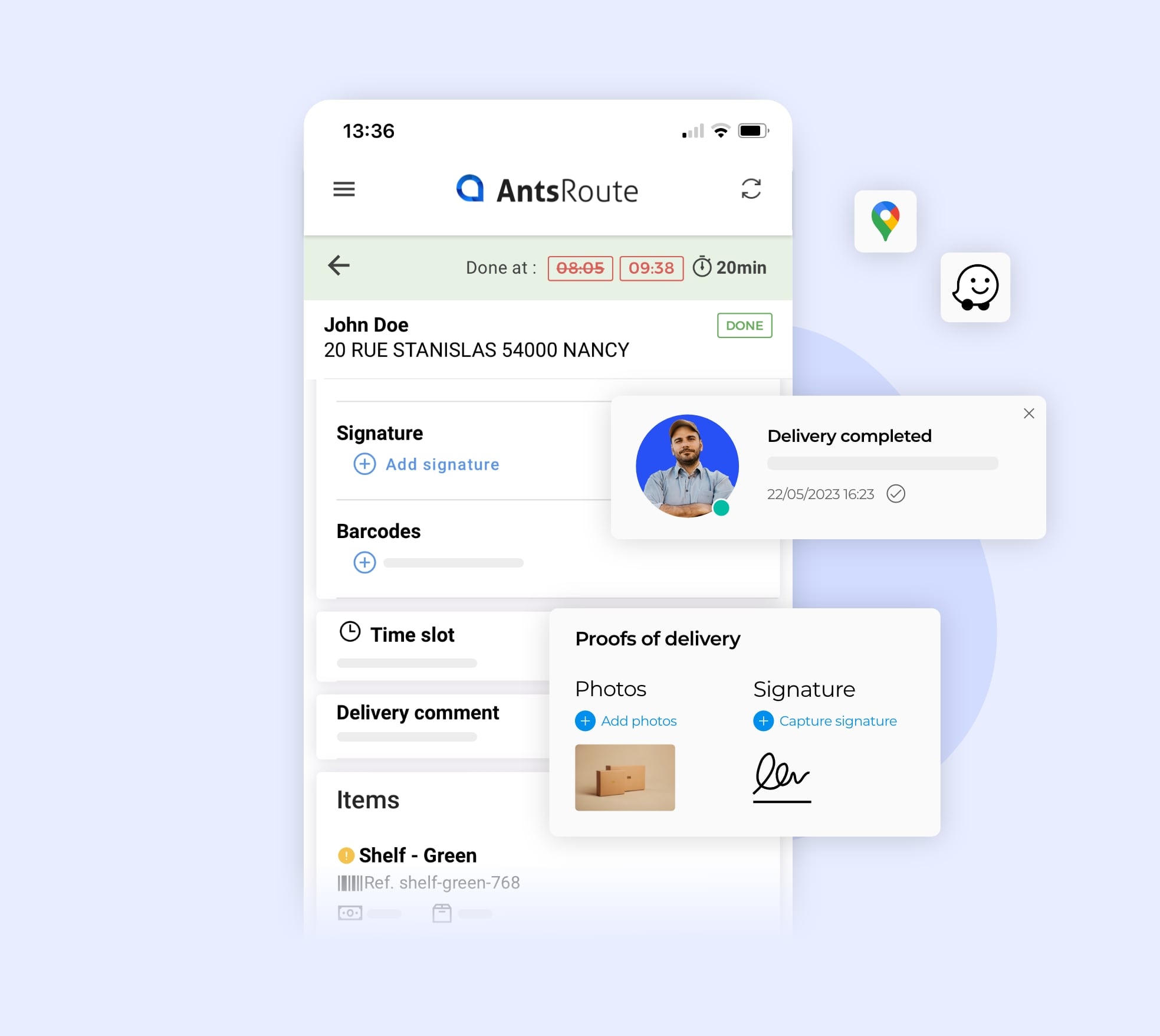 The addition of proof of visit when validating a task from the AntsRoute mobile application.