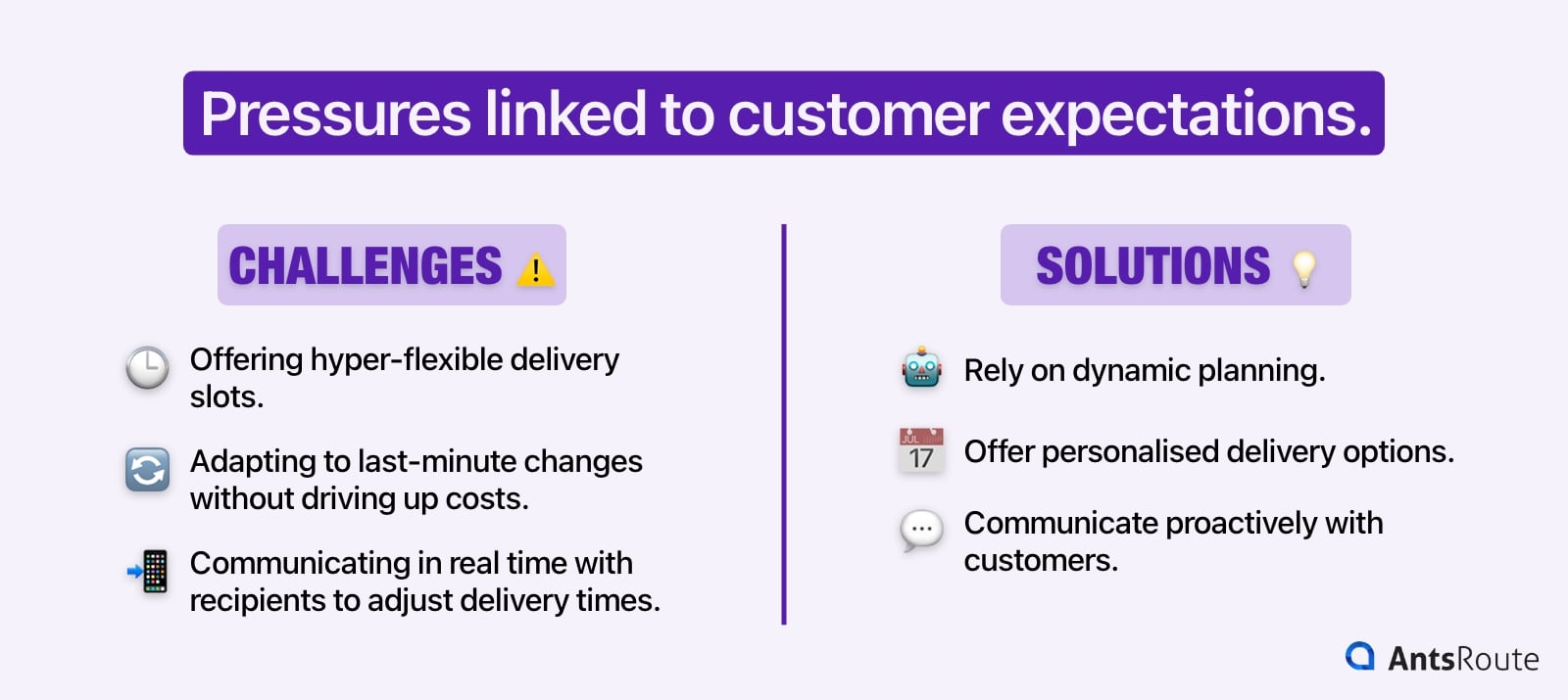 Diagram showing the challenges of the last mile linked to the pressures of customer expectations.
