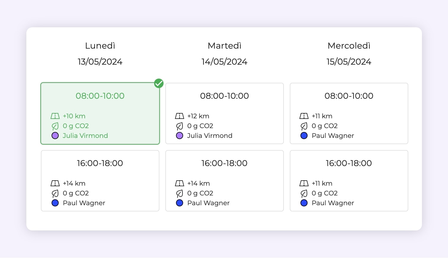 L'interfaccia di pianificazione del software AntsRoute mostra le disponibilità di consegna.