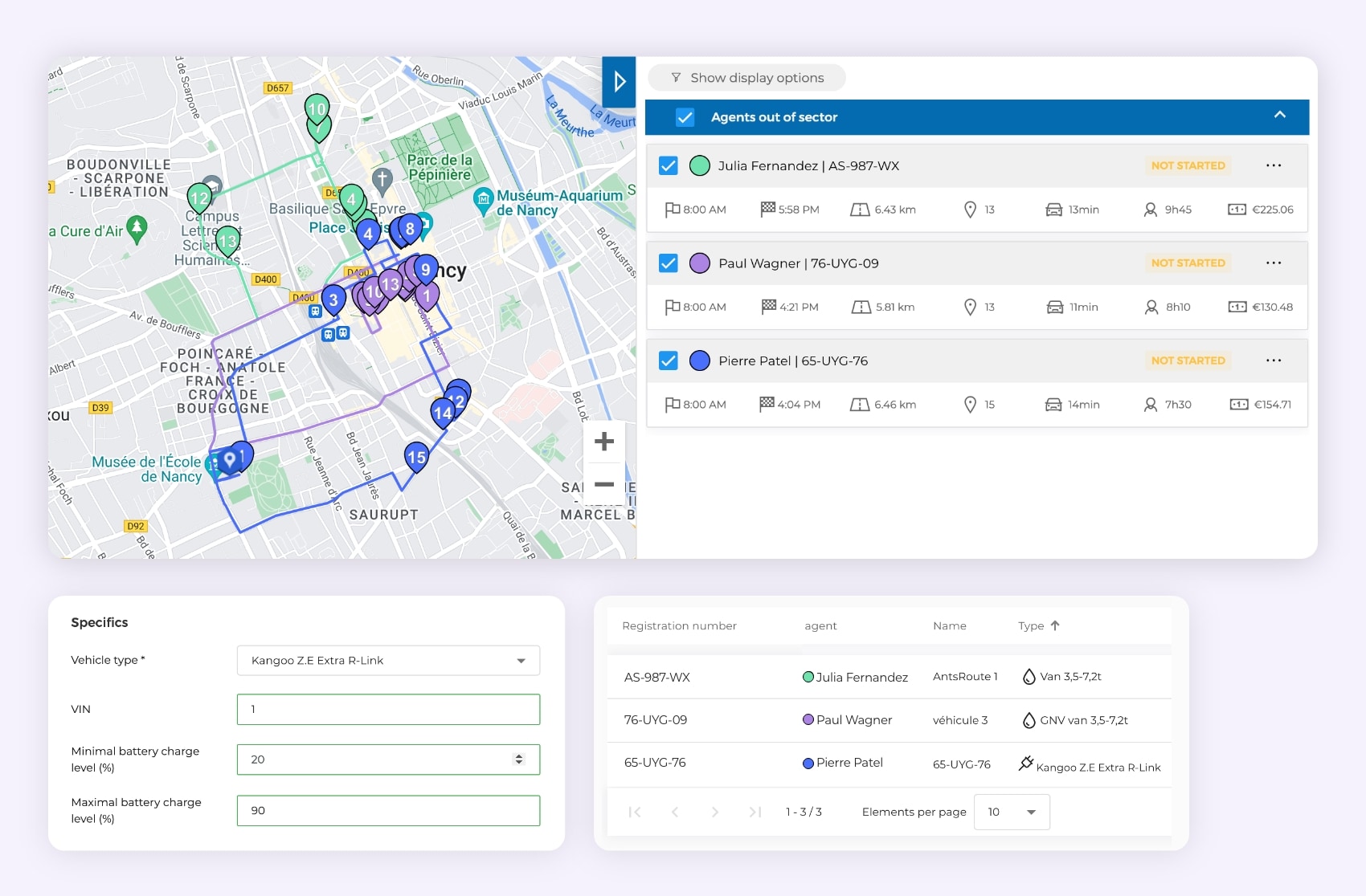 The construction of optimised delivery routes using electric vehicles on AntsRoute.