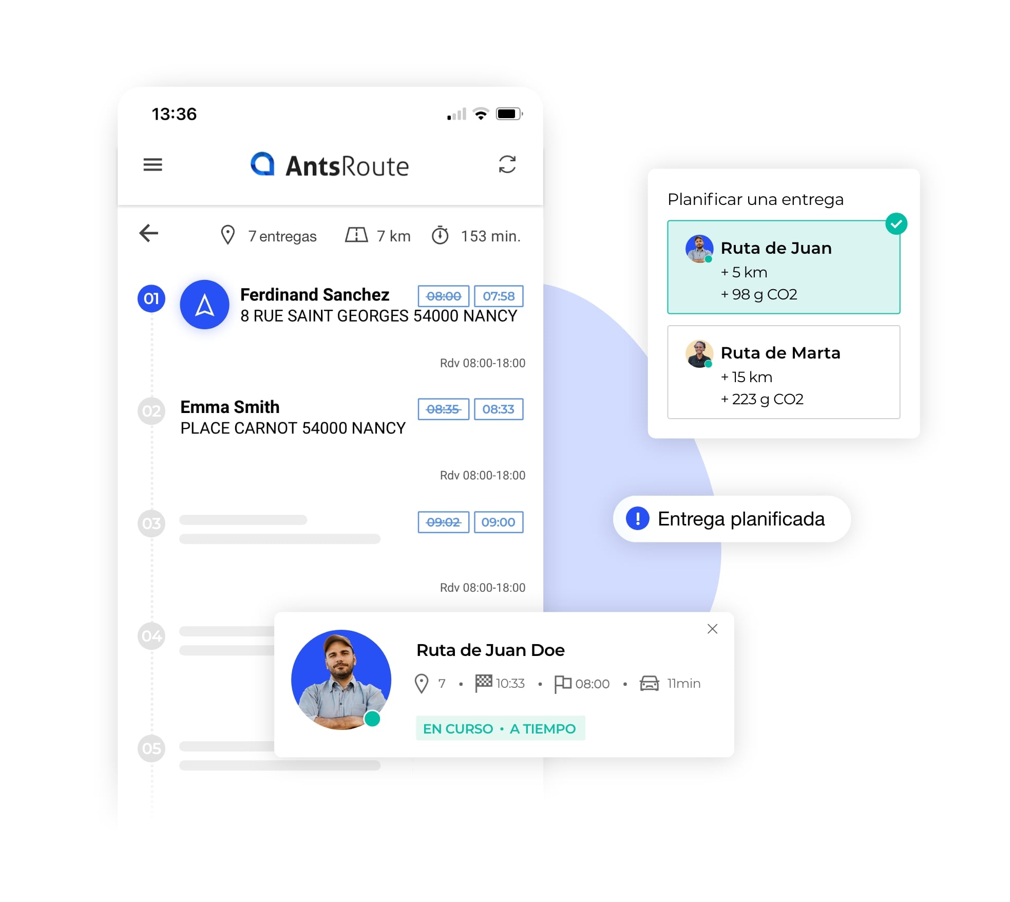 Una ruta equilibrada y optimizada generada con la herramienta AntsRoute.