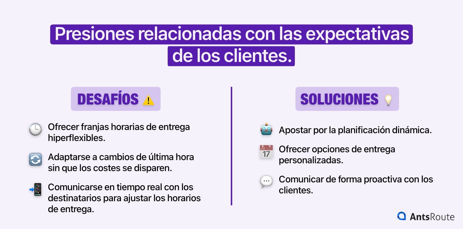 Esquema que presenta los desafíos del último kilómetro relacionados con las presiones de las expectativas de los clientes.