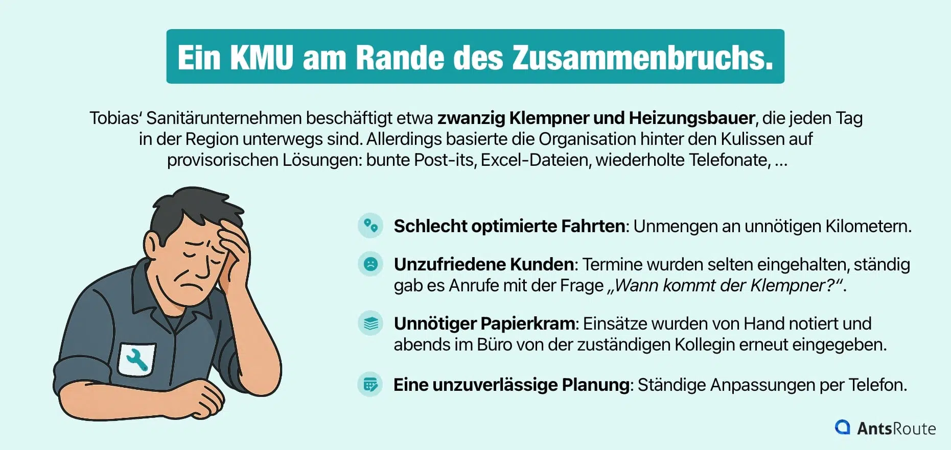 Diagramm mit den Nachteilen der manuellen Einsatzplanung.