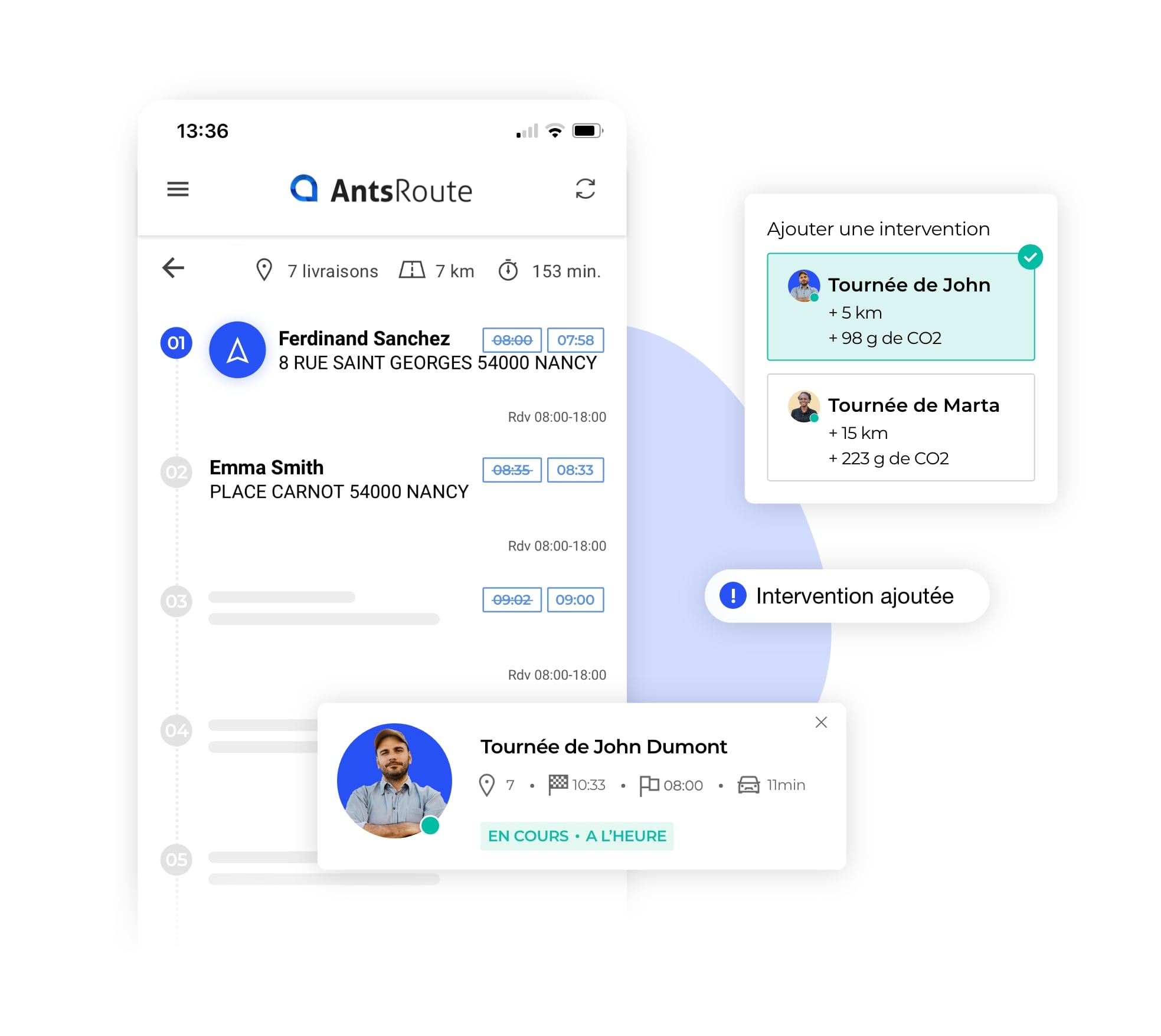 Une tournée d'intervention équilibrée et optimisée générée avec l'outil AntsRoute.
