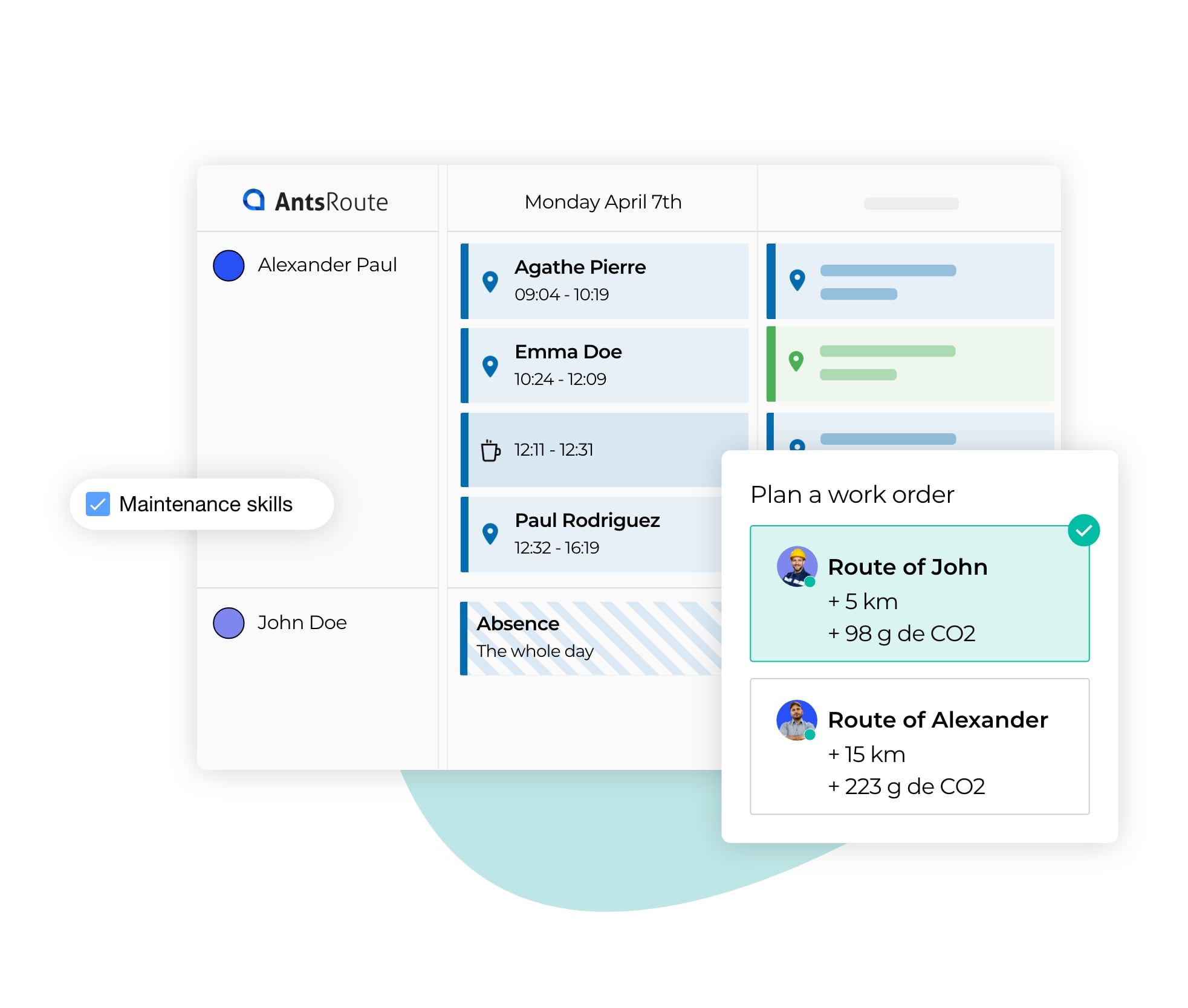 The scheduling of appointments according to technicians' skills.
