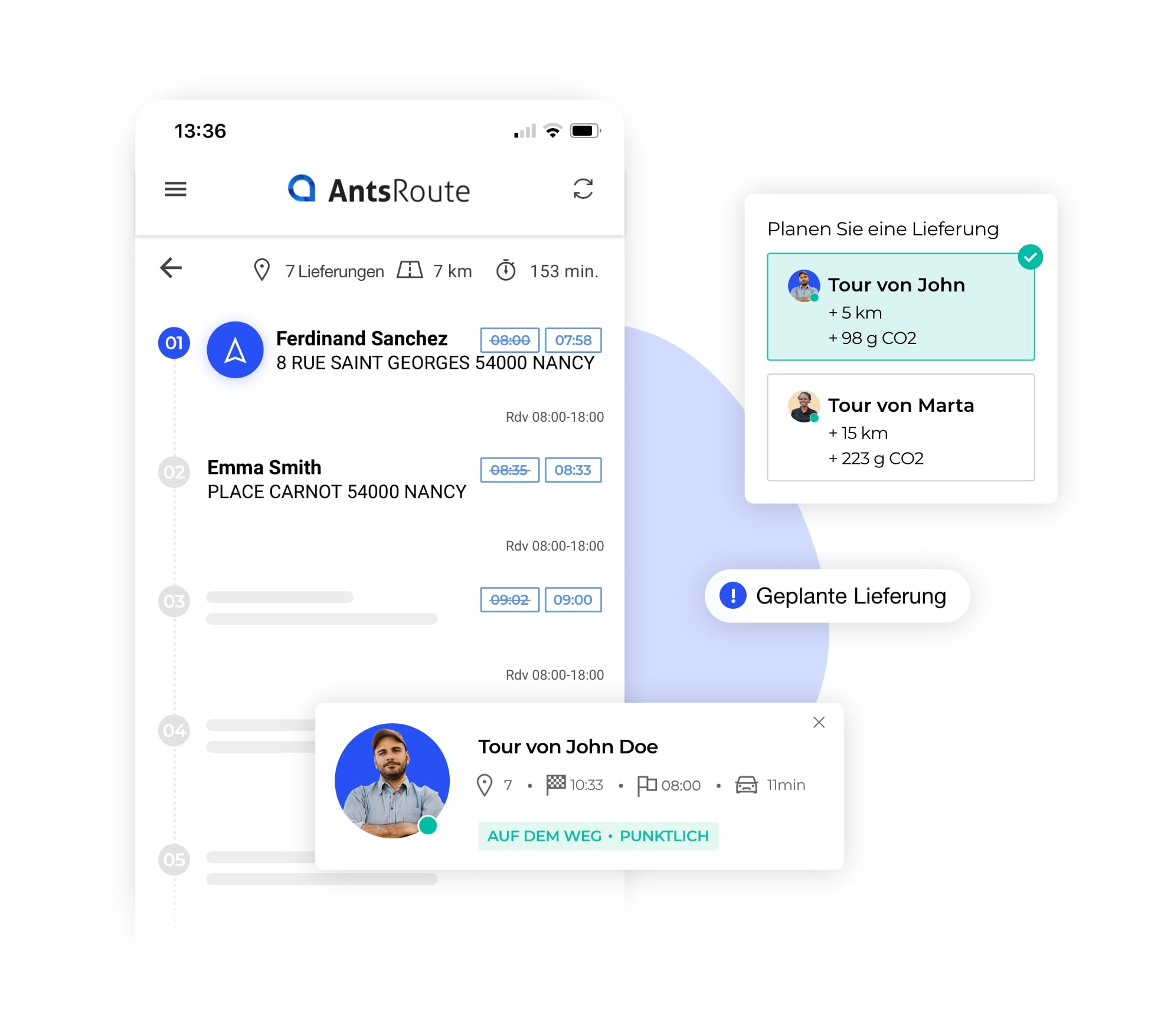 Eine ausgewogene und optimierte Route, die mit dem Tool AntsRoute erstellt wurde.