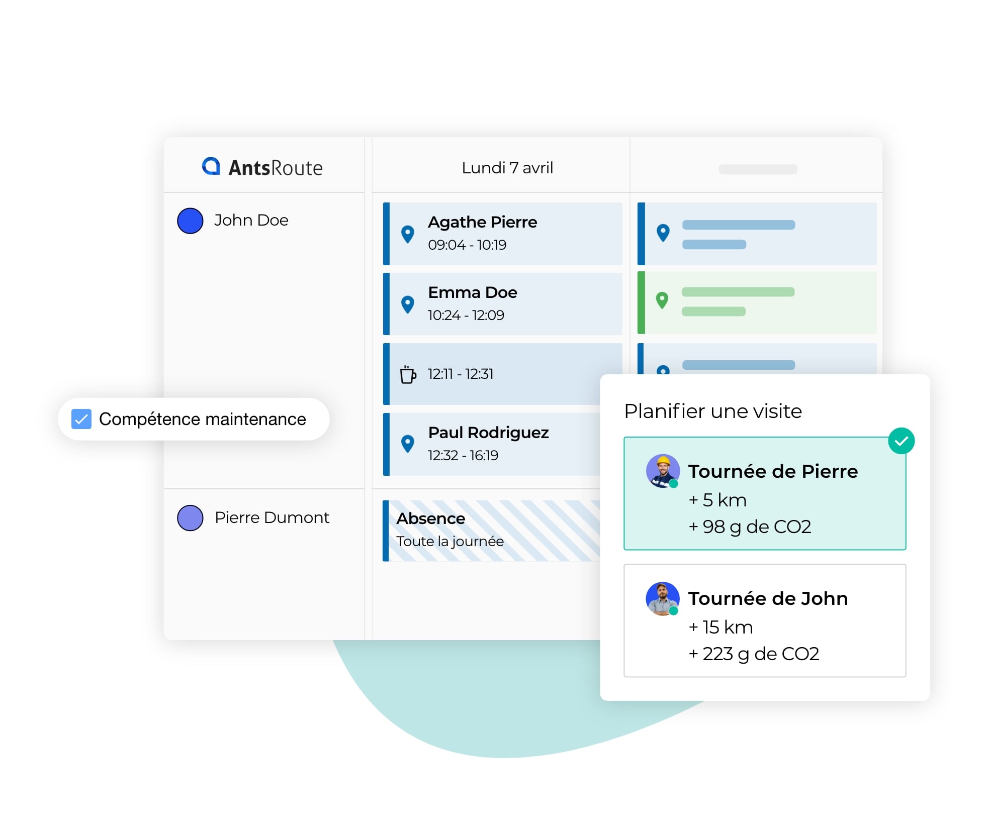 La planification d'un rendez-vous selon les compétences des techniciens.
