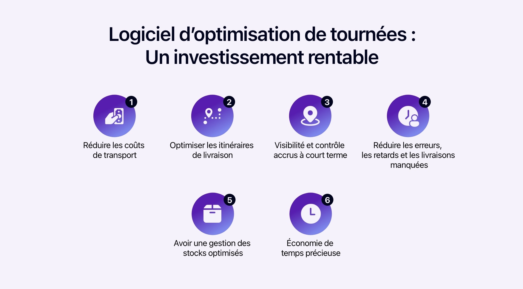 Schéma montrant les avantages d'un logiciel d'optimisation de tournées.