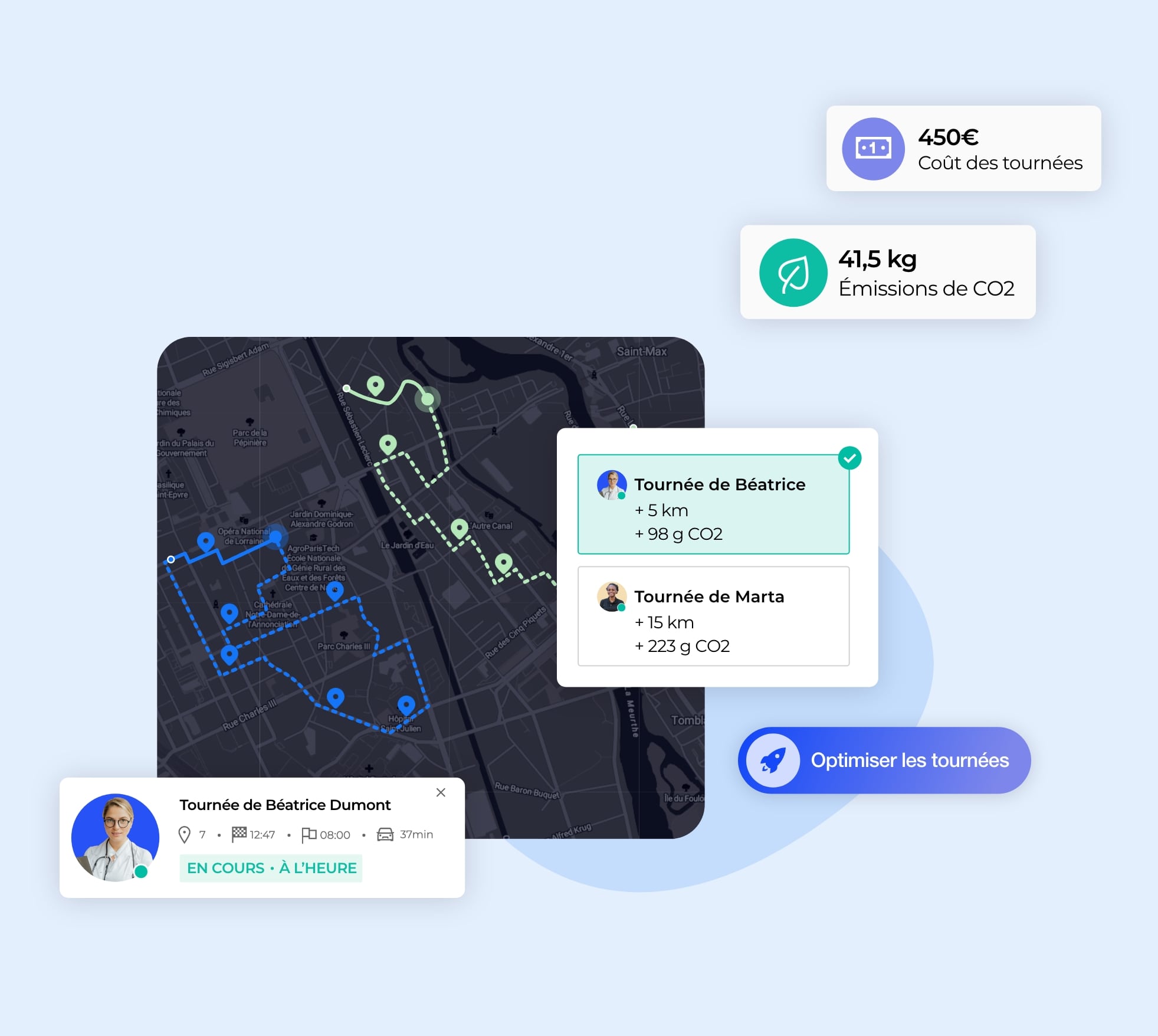 Planification d’un rendez-vous dans une tournée en cours.
