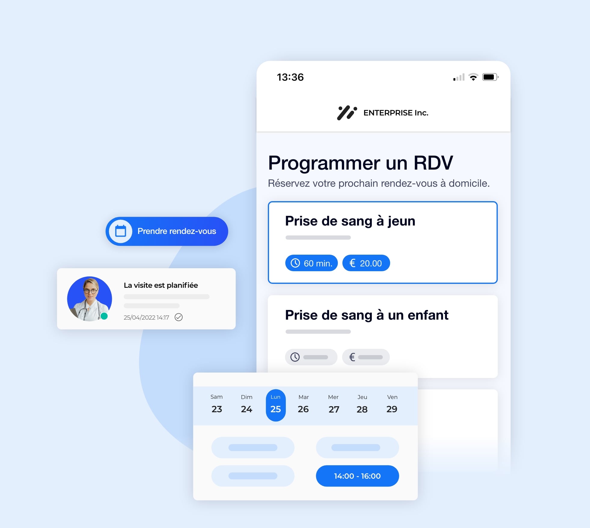 Un patient programme un rendez-vous médical à domicile.