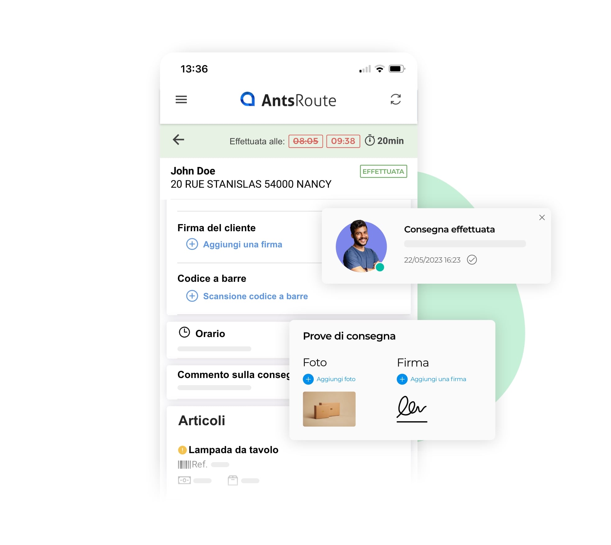 Aggiungere la prova della visita dall'applicazione mobile AntsRoute.