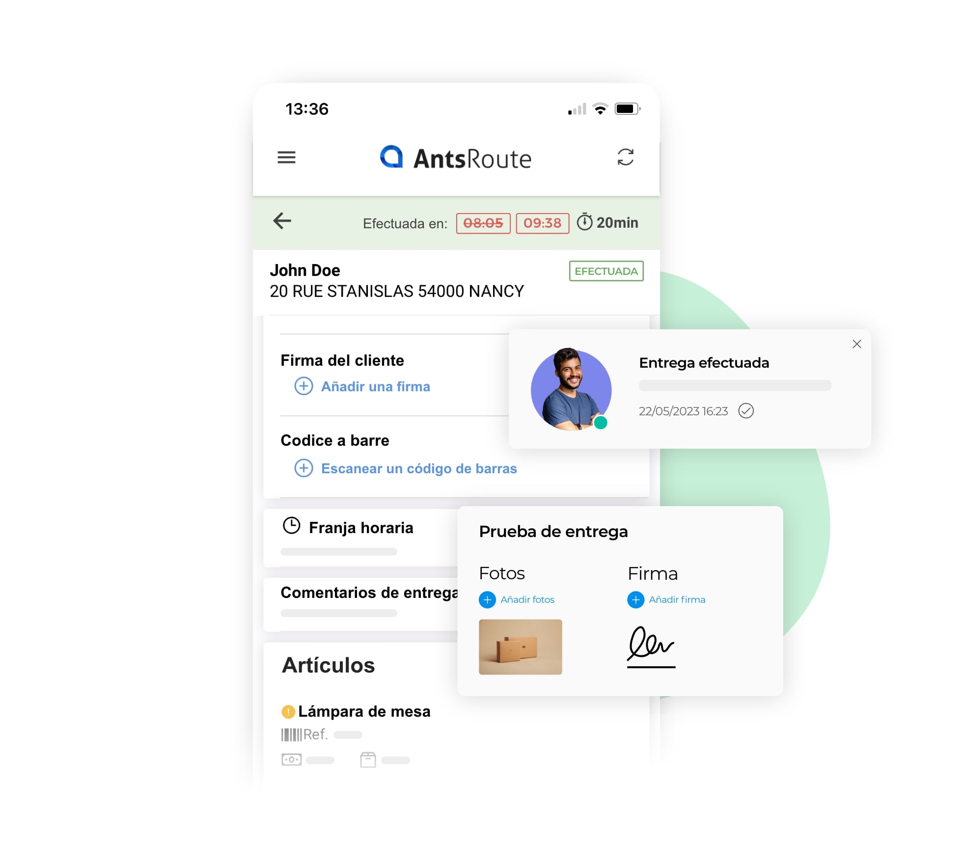 Añadir prueba de visita desde la aplicación móvil AntsRoute.