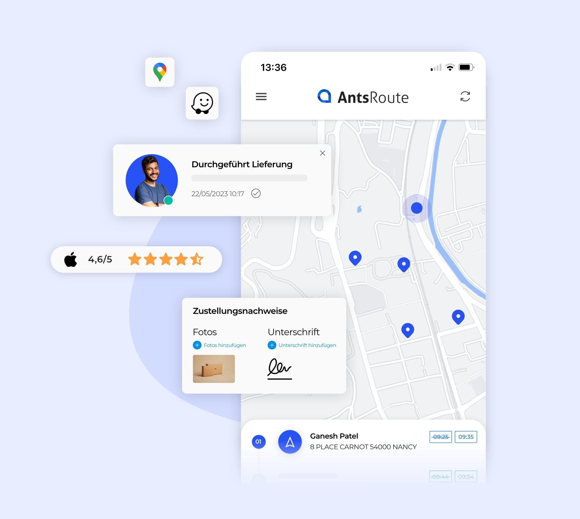 Die mobile Anwendung AntsRoute vereinfacht die tägliche Arbeit der Teams im Außendienst.