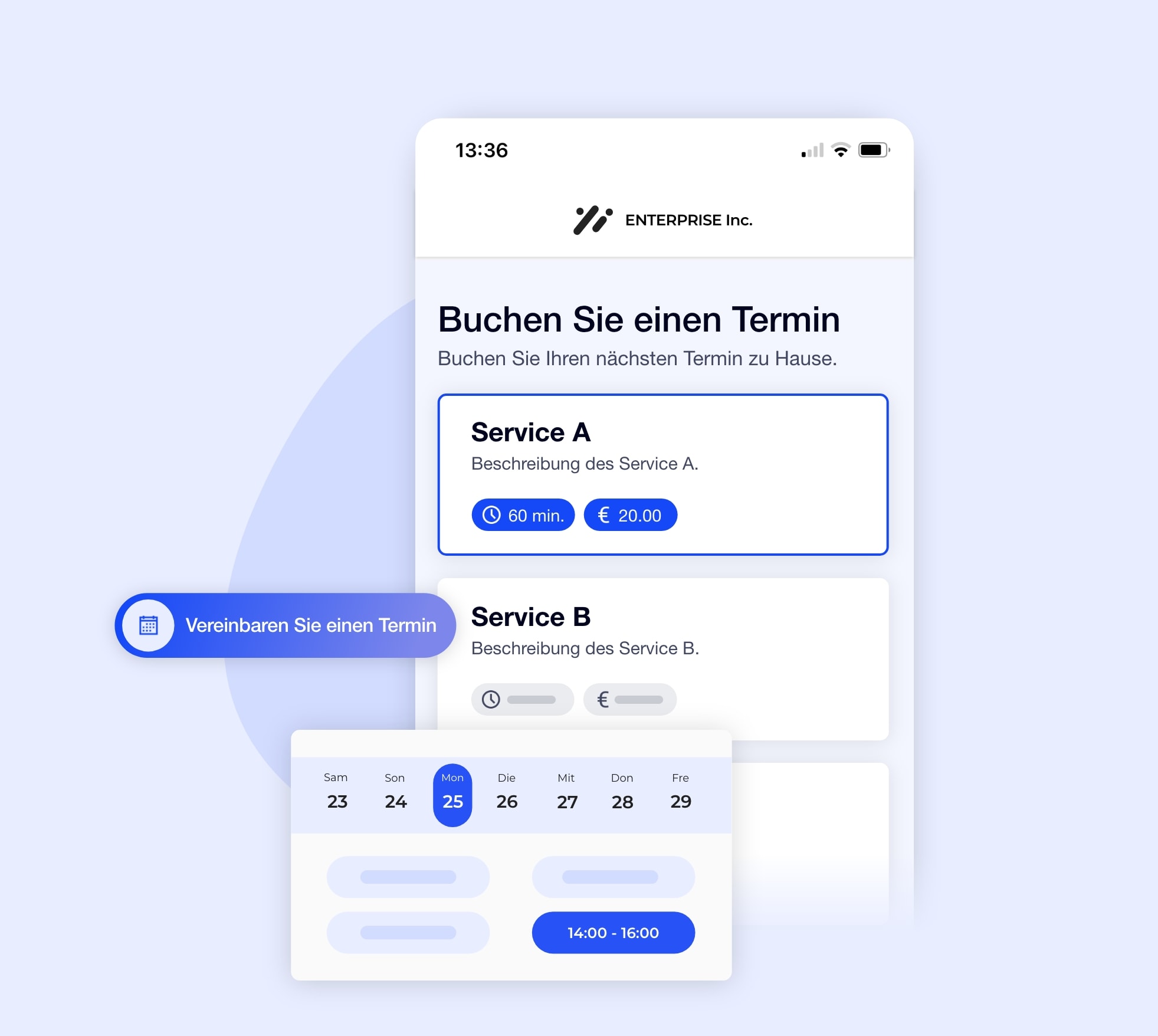Die Planung eines Termins zu Hause über die AntsRoute-Schnittstelle.
