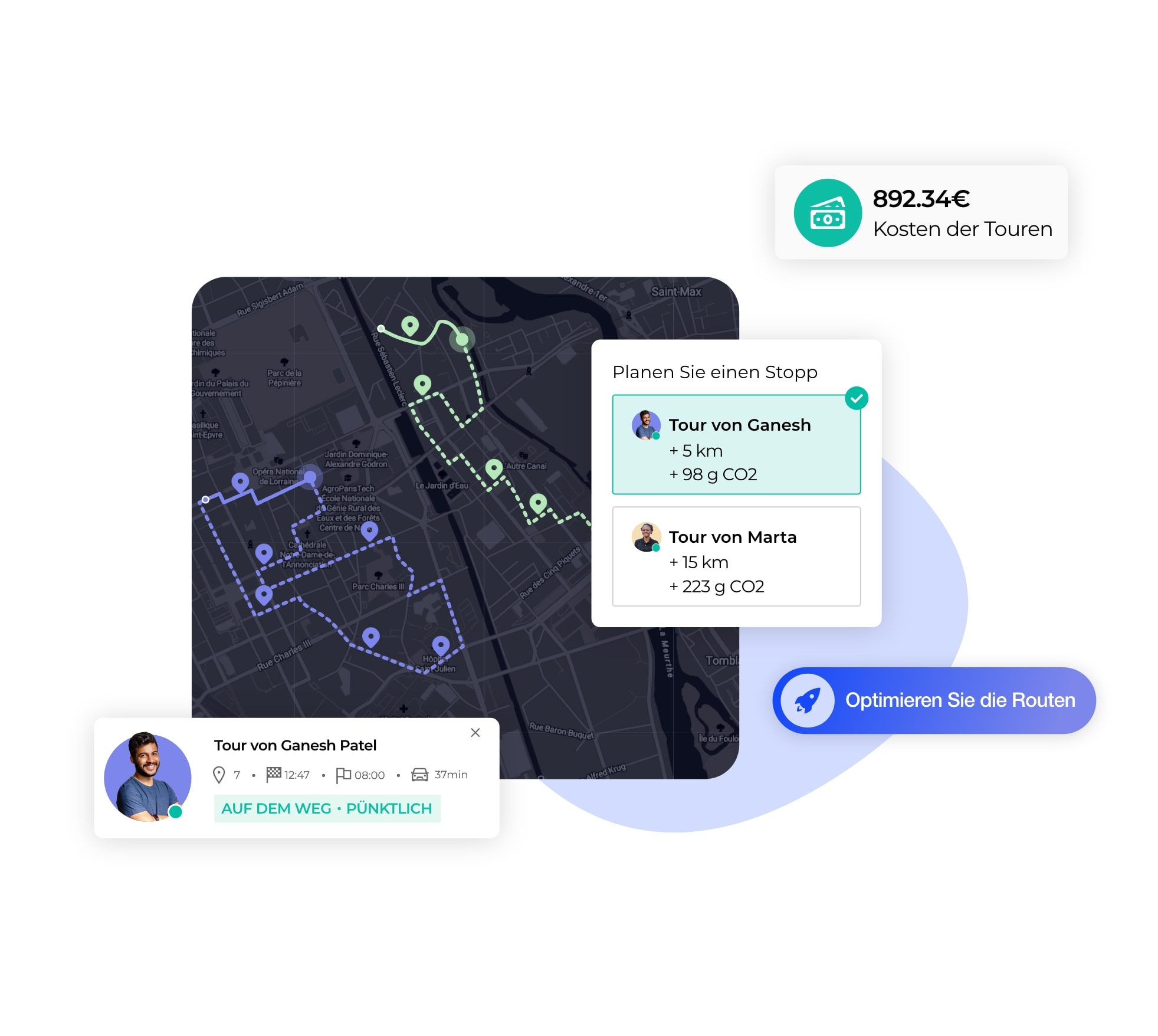 Die Routenplanung auf der AntsRoute-Plattform.