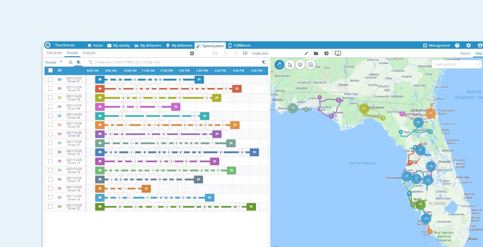interface du logiciel TourSolver