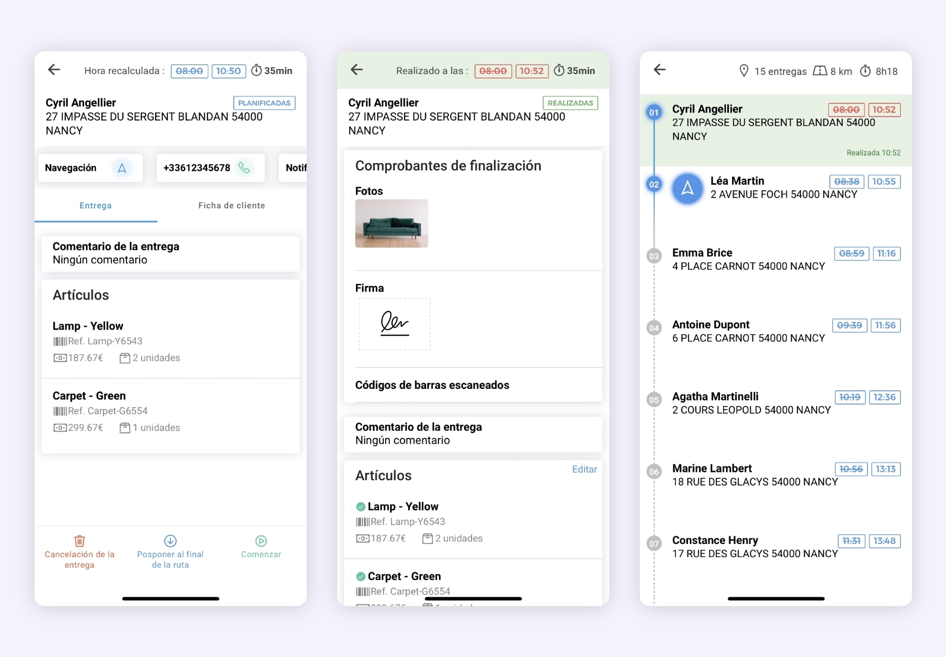 Validación de una entrega con comprobante de paso añadido a la aplicación móvil de AntsRoute.