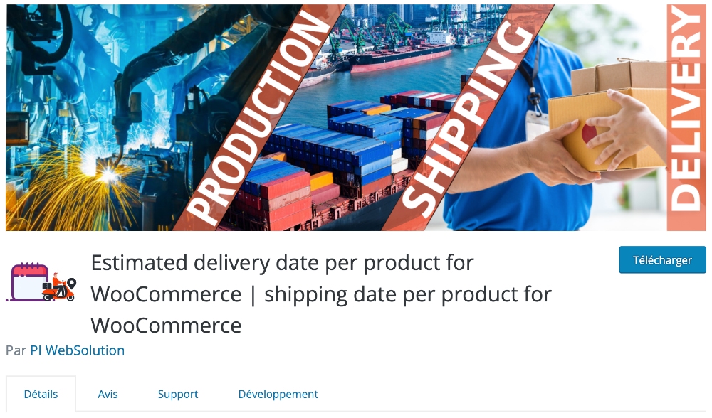 description du plugin Estimated Delivery Date Per Product for WooCommerce