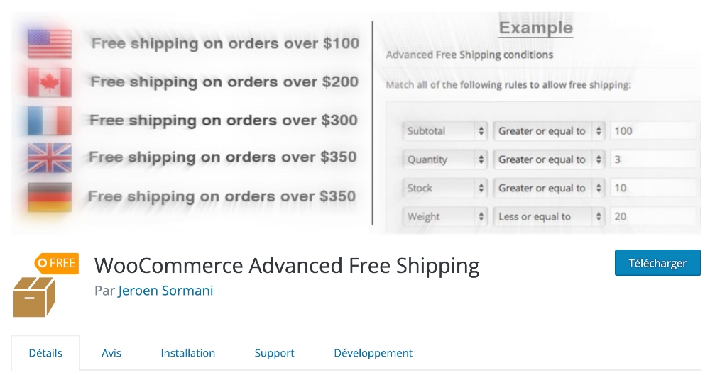 description du plugin WooCommerce Advanced Shipping