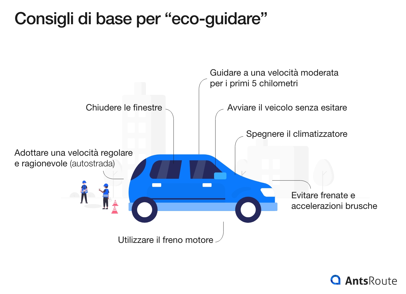 diagramma che illustra i consigli di base per una guida ecologica