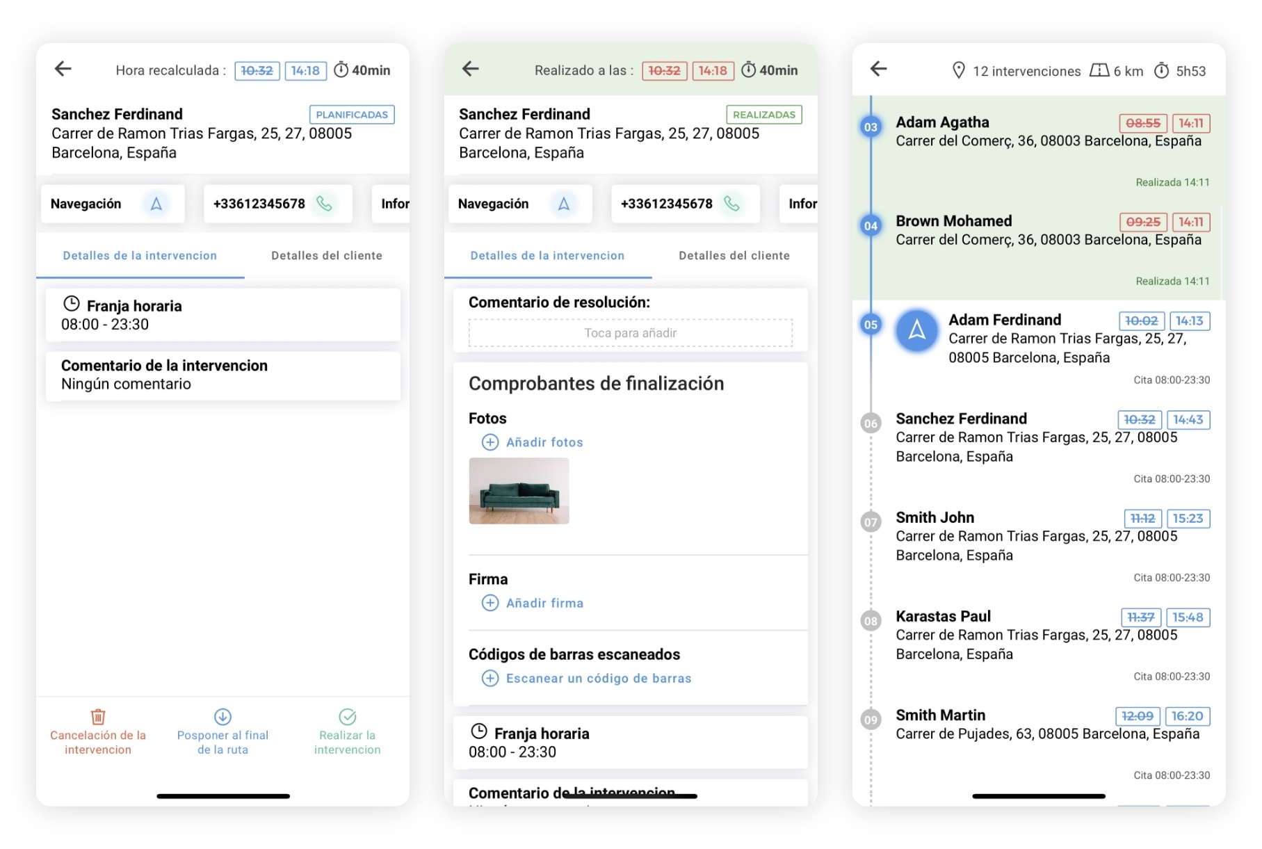 Validación de una entrega en la aplicación móvil AntsRoute.