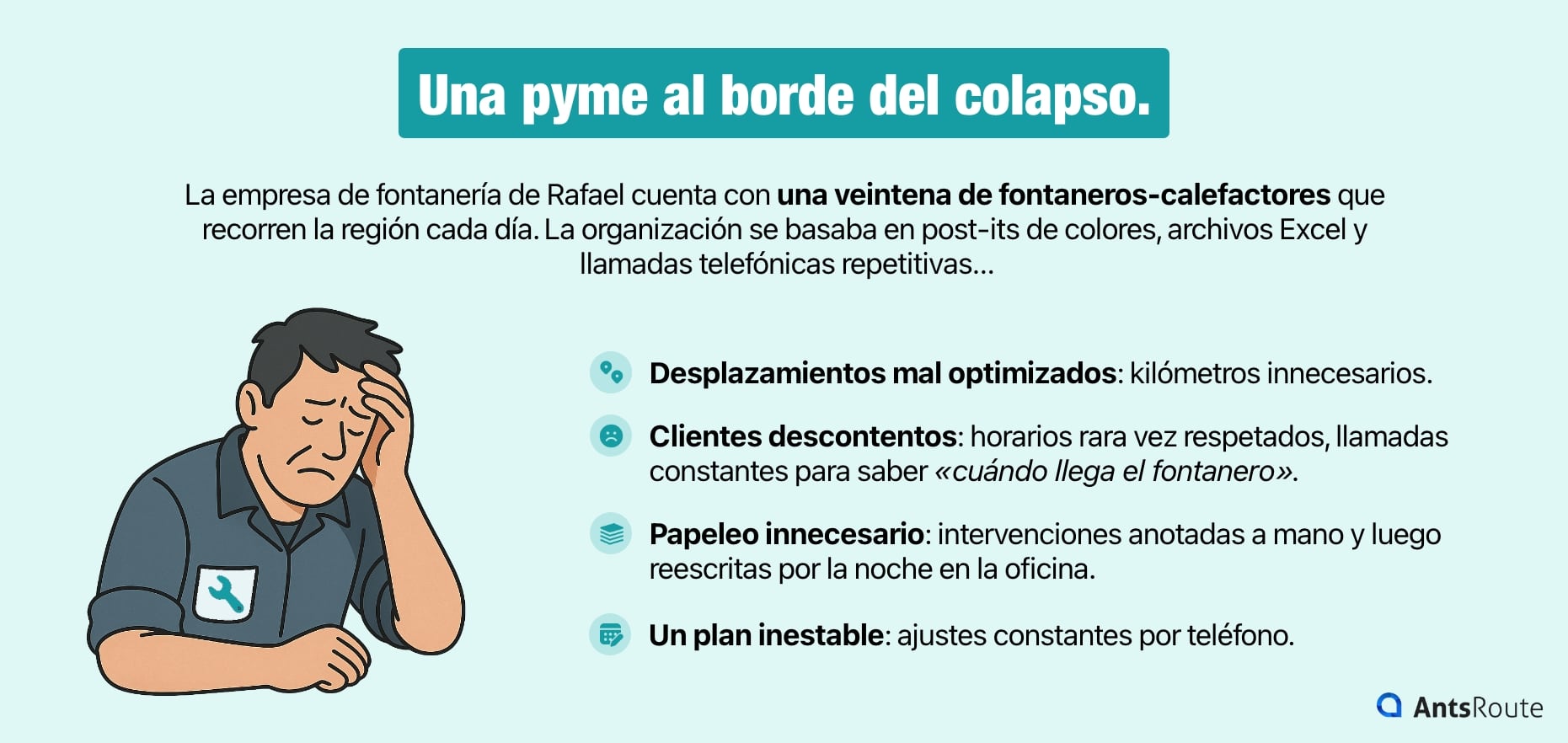 Esquema que muestra los inconvenientes de la planificación manual de las intervenciones.