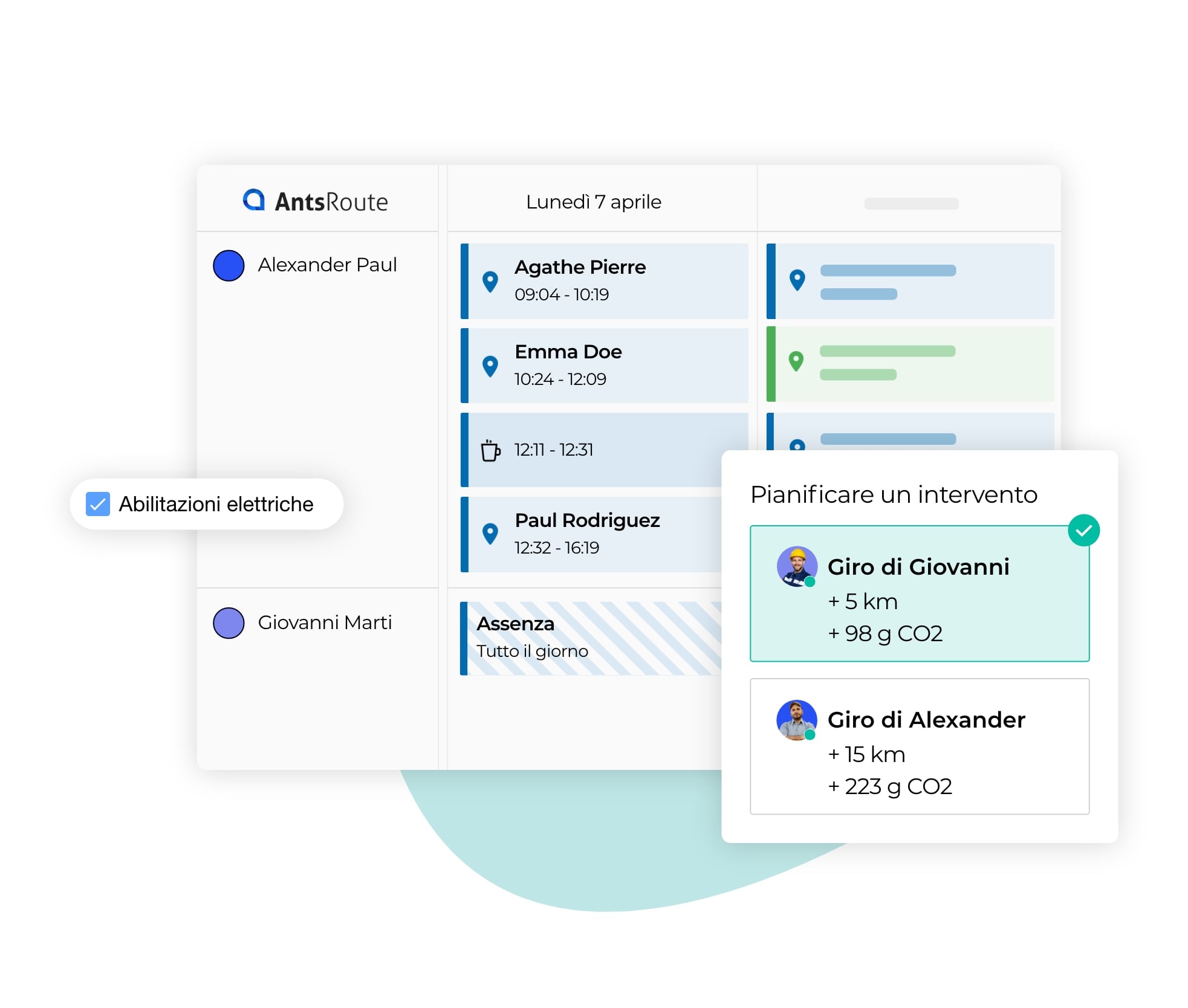 Programmare gli appuntamenti in base alle competenze dei tecnici.