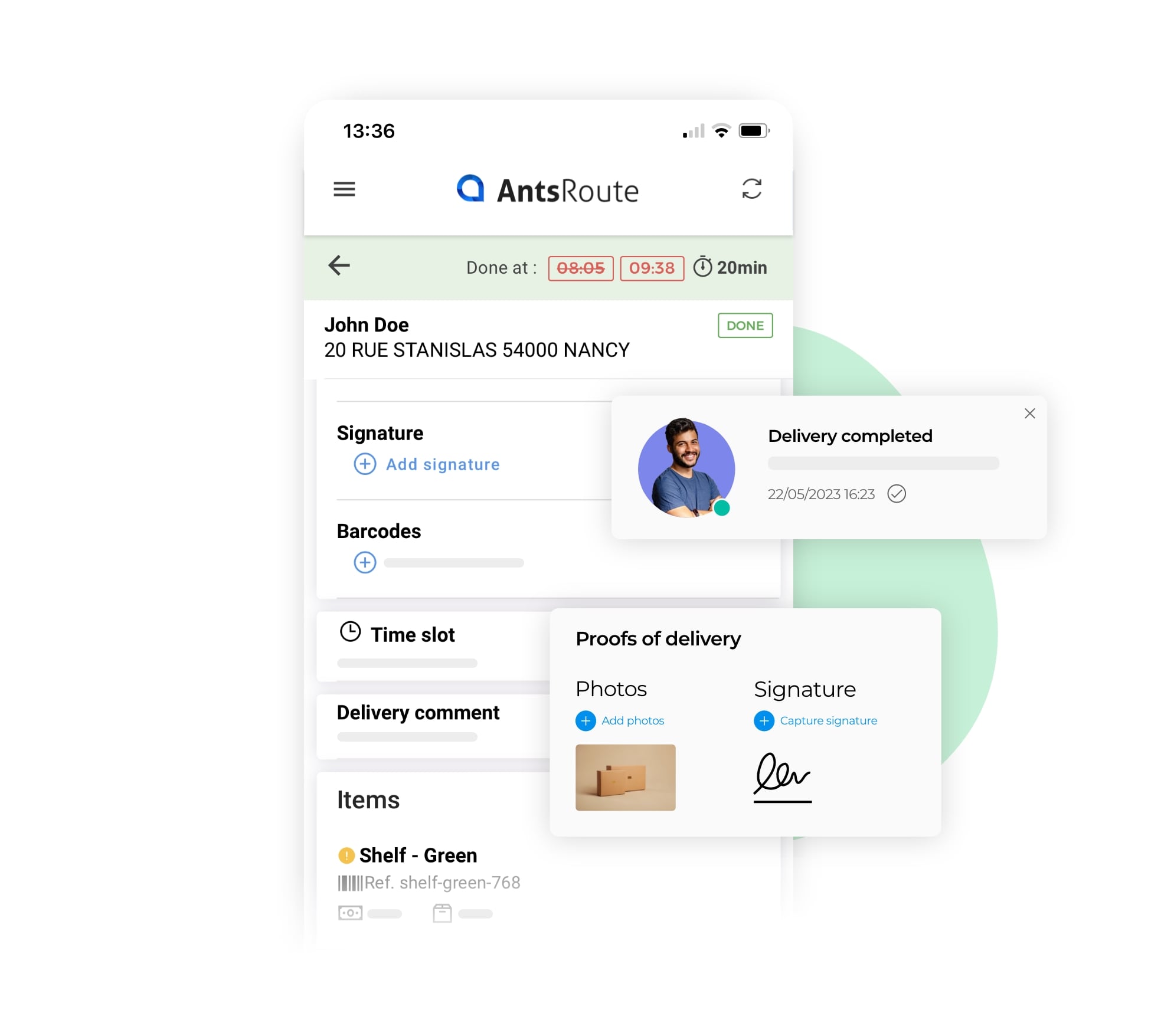 Add proof of visit to a customer from the AntsRoute mobile application.
